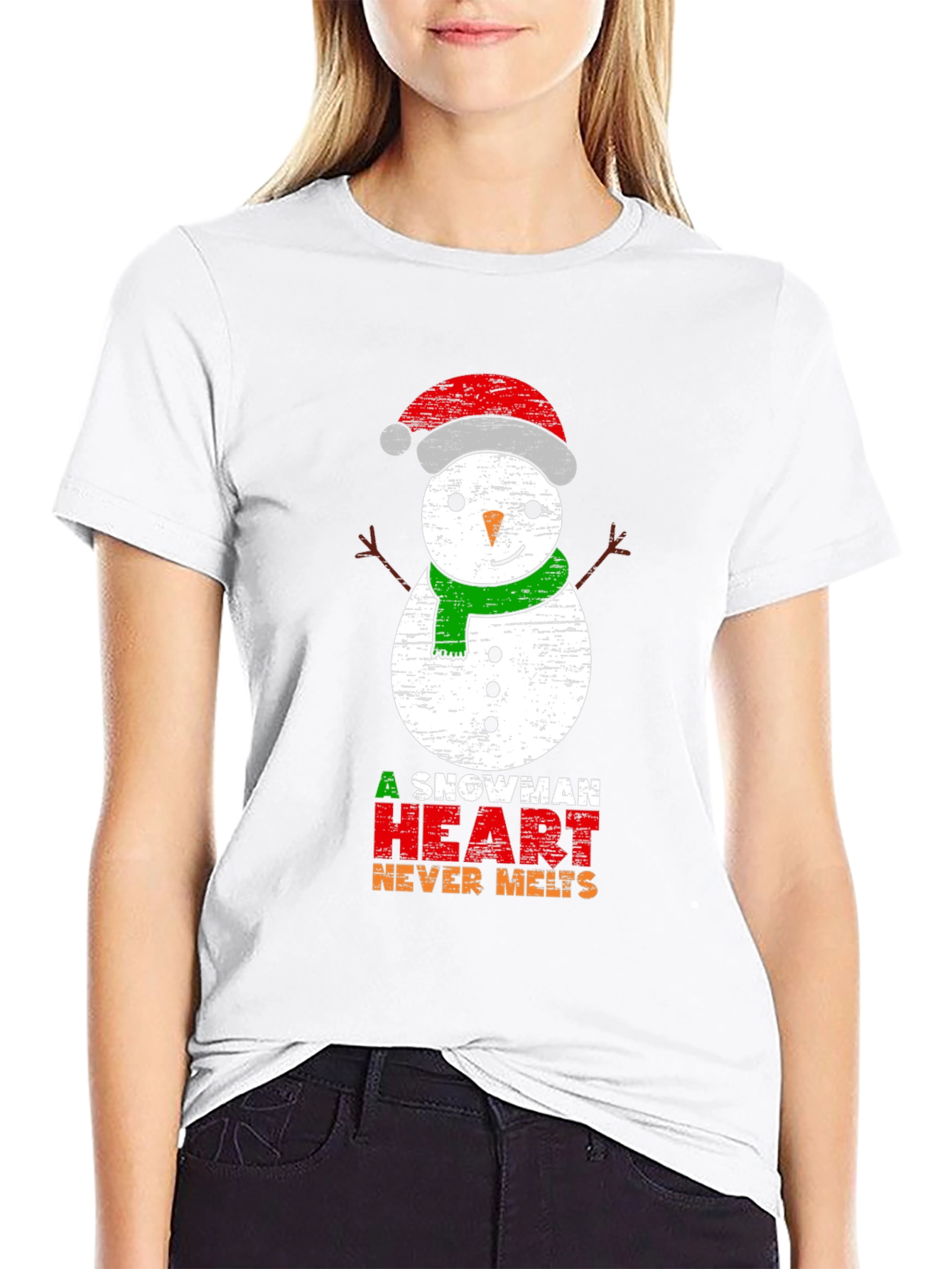 Snowman Heart T-Shirt - Never Melts