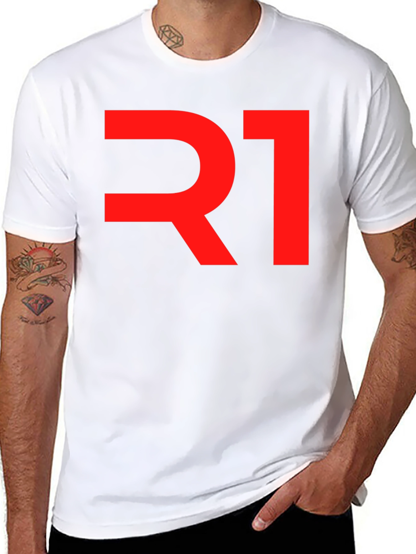 R1 Graphic Tee - Bold Red on Black Cotton