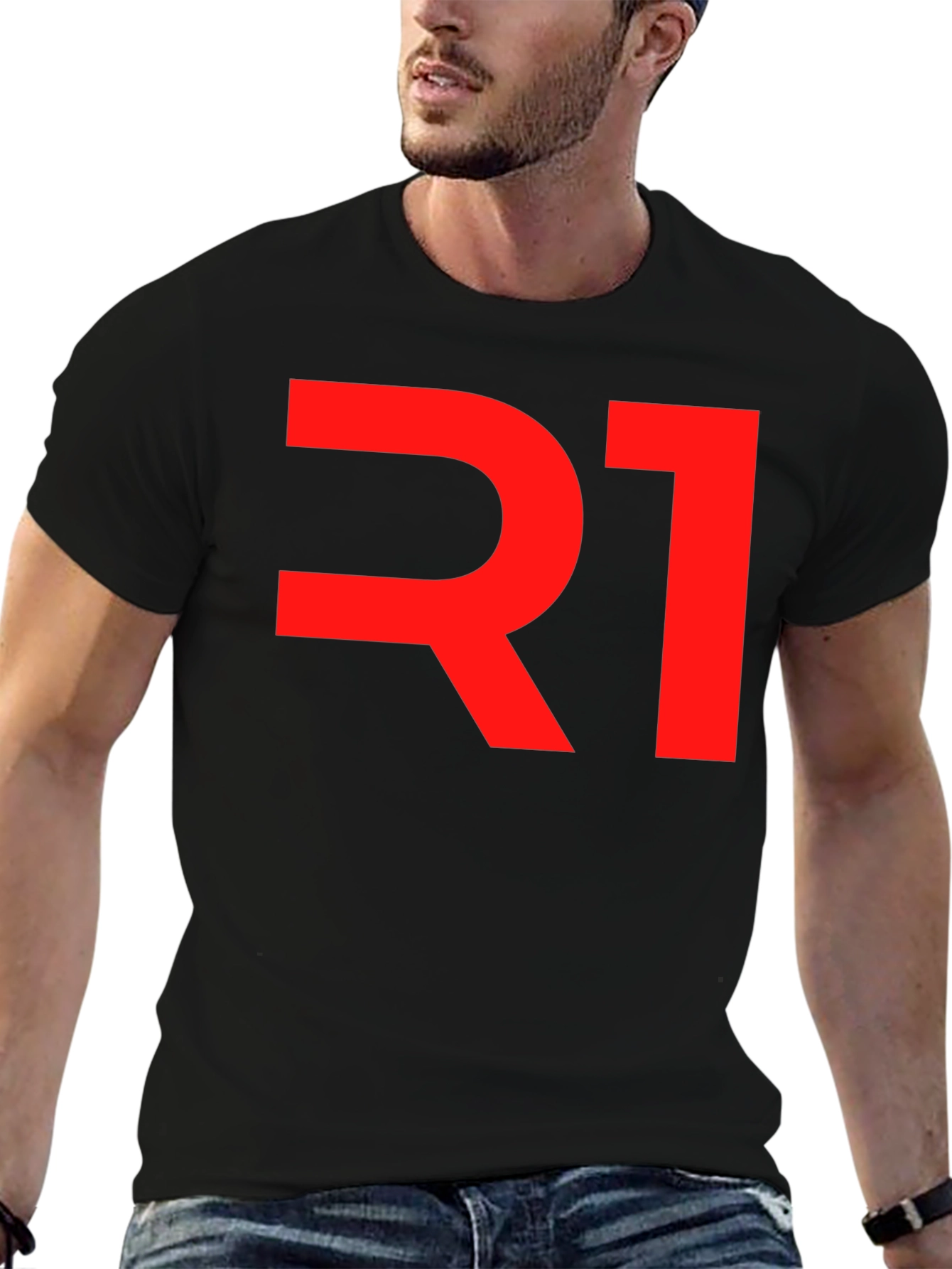 R1 Graphic Tee - Bold Red on Black Cotton