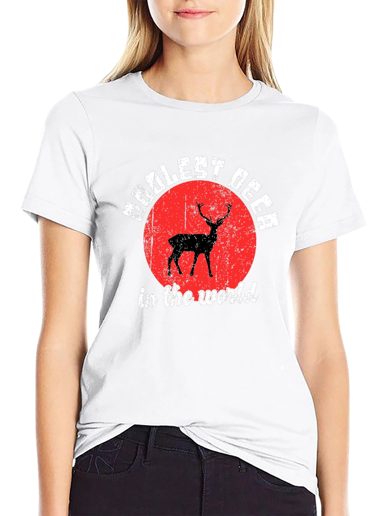 Coolest Deer T-Shirt - Black Crew Neck