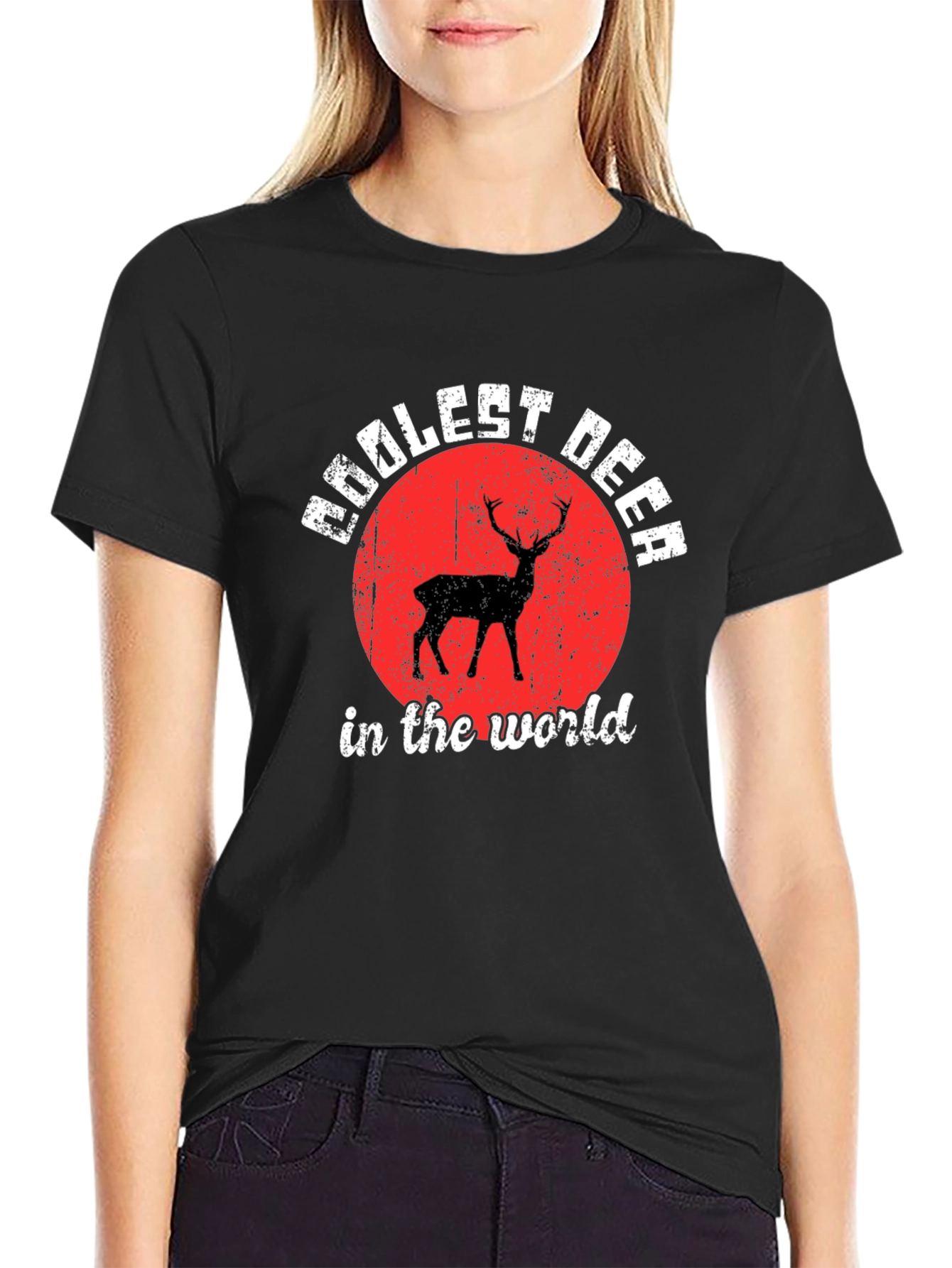 Coolest Deer T-Shirt - Black Crew Neck