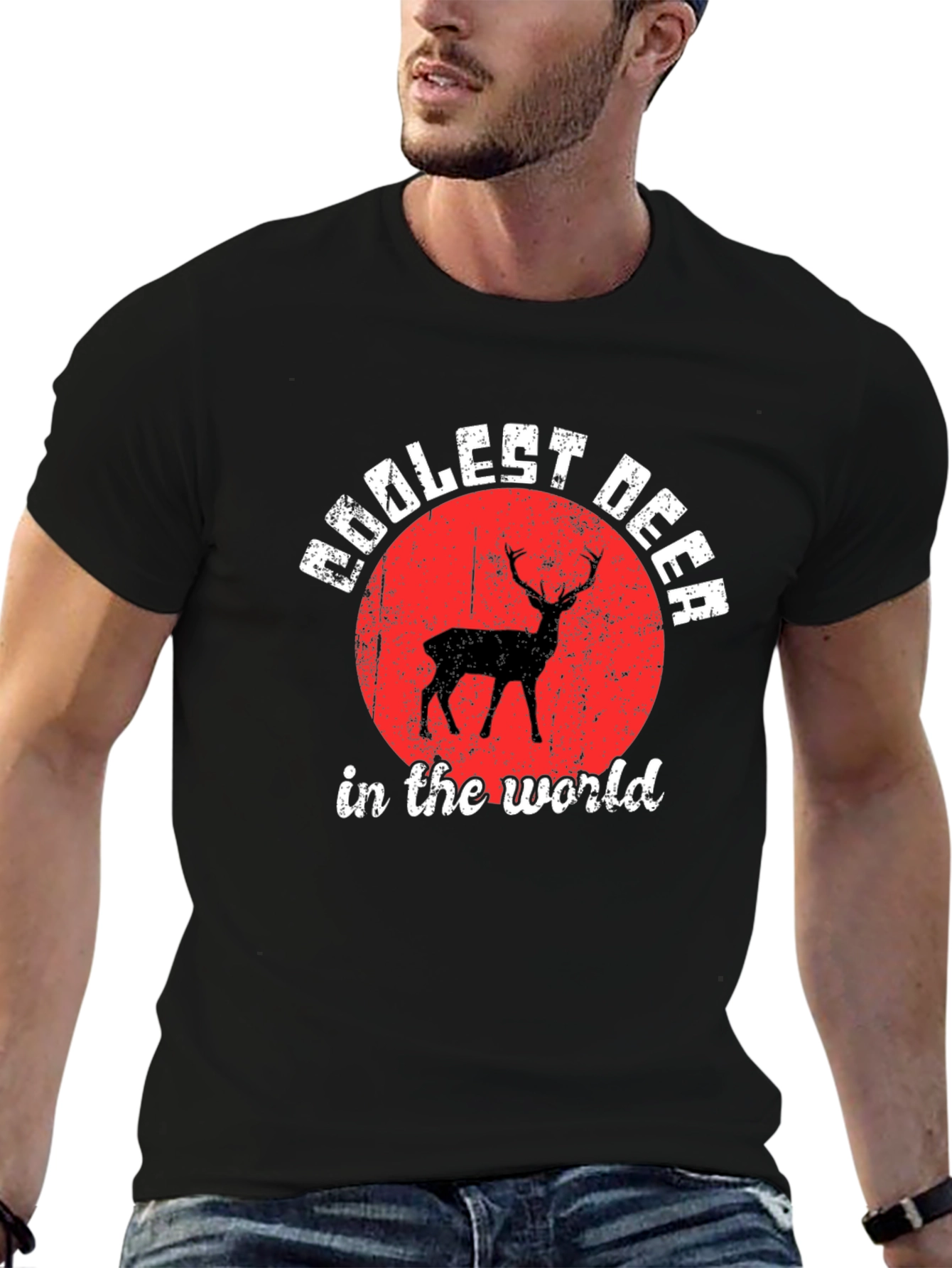 Coolest Deer T-Shirt - Black Crew Neck