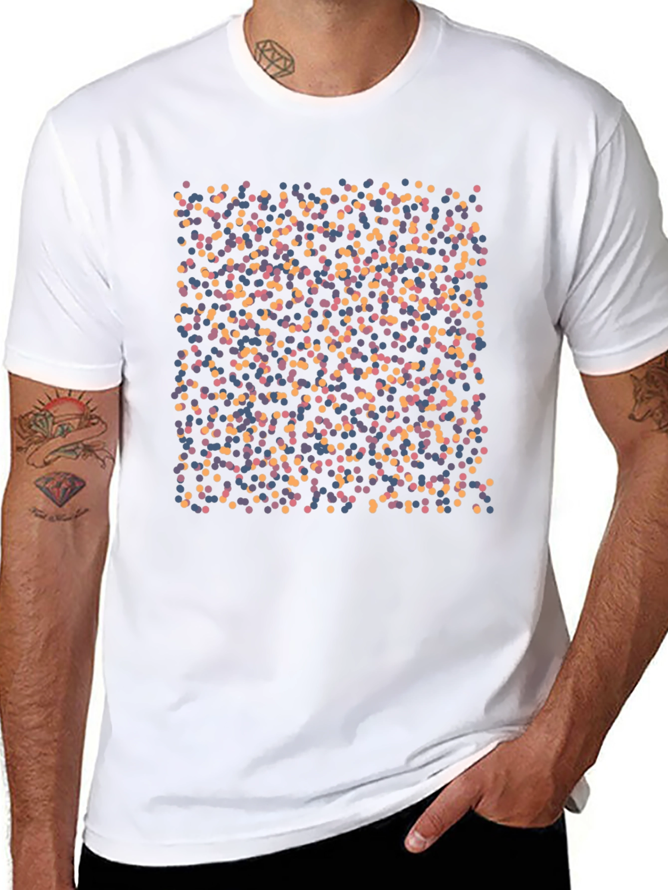 Abstract Polka Dot Patterned Black T-Shirt