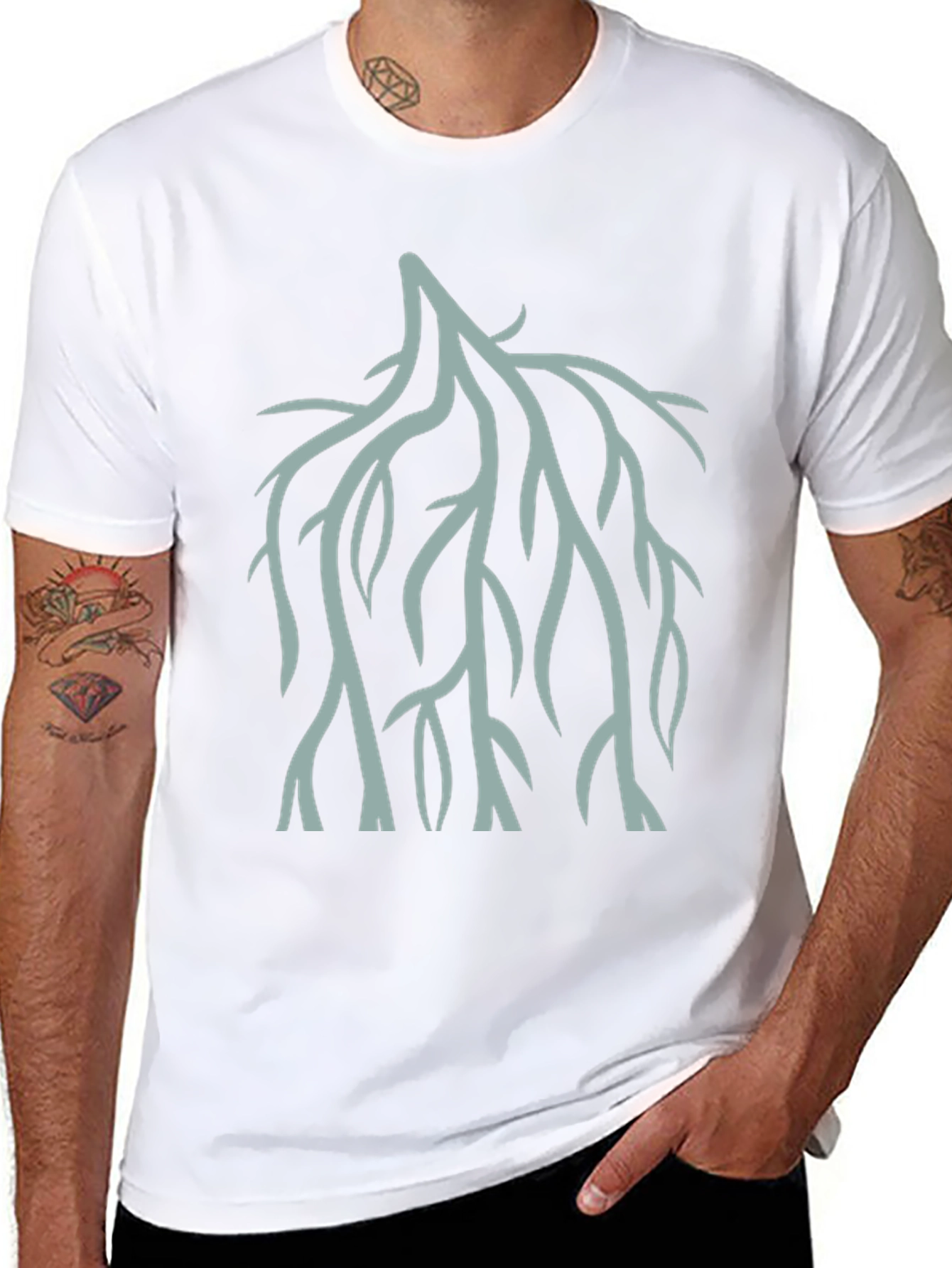 Abstract Branch Print Tee - Black Cotton