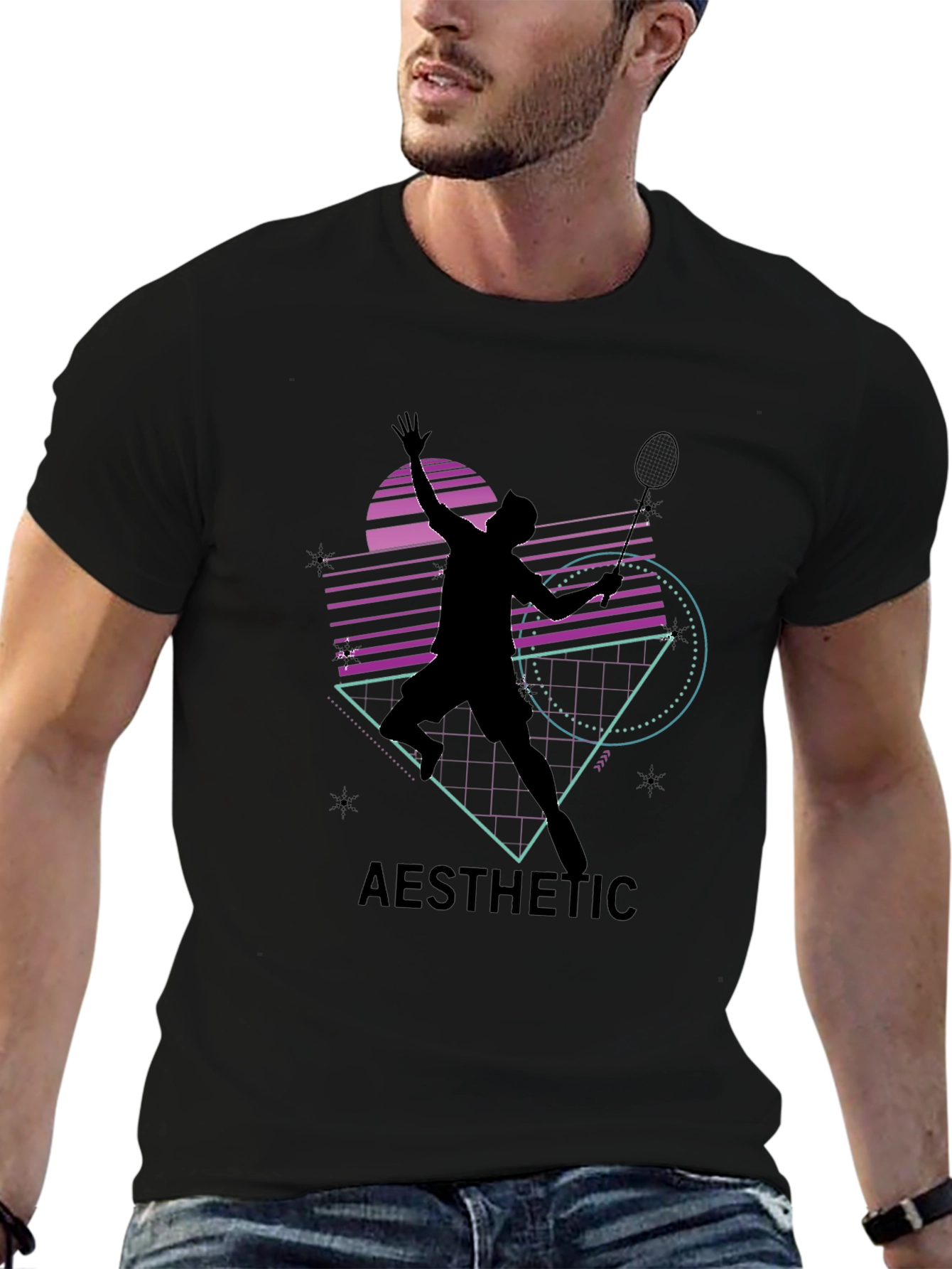 Aesthetic Badminton Player Graphic Tee