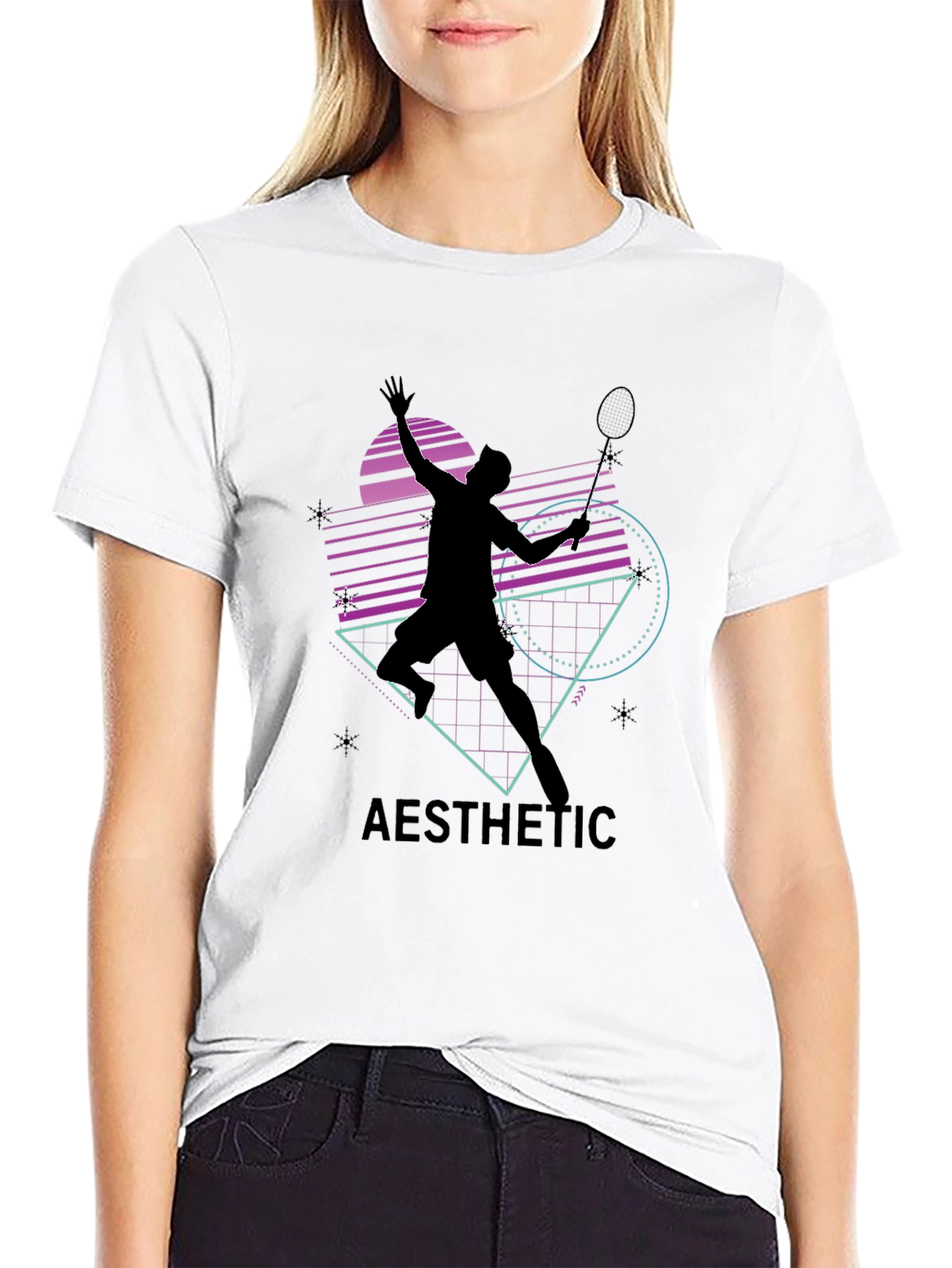 Aesthetic Badminton Player Graphic Tee