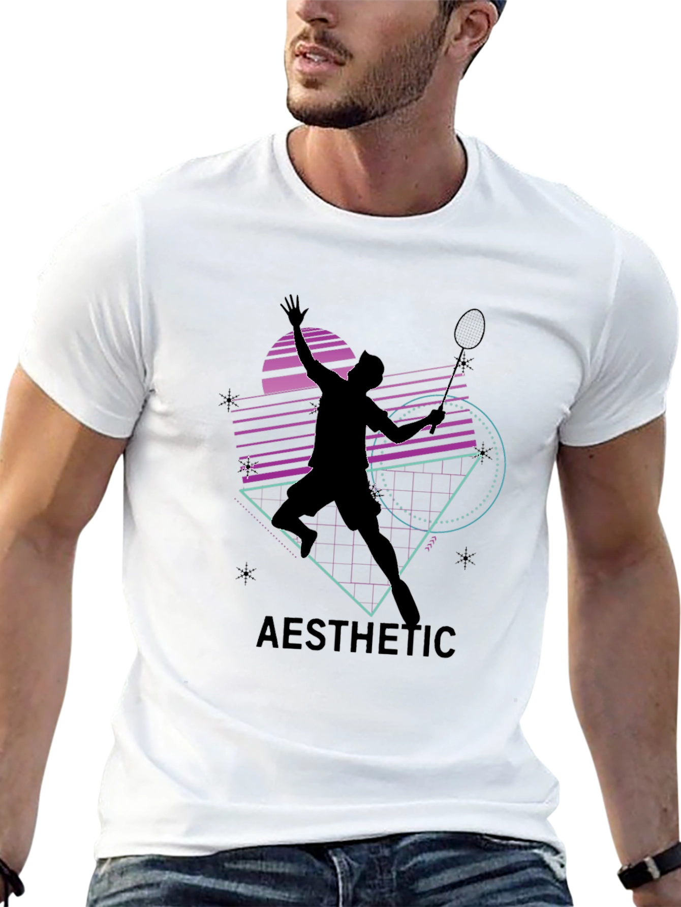 Aesthetic Badminton Player Graphic Tee
