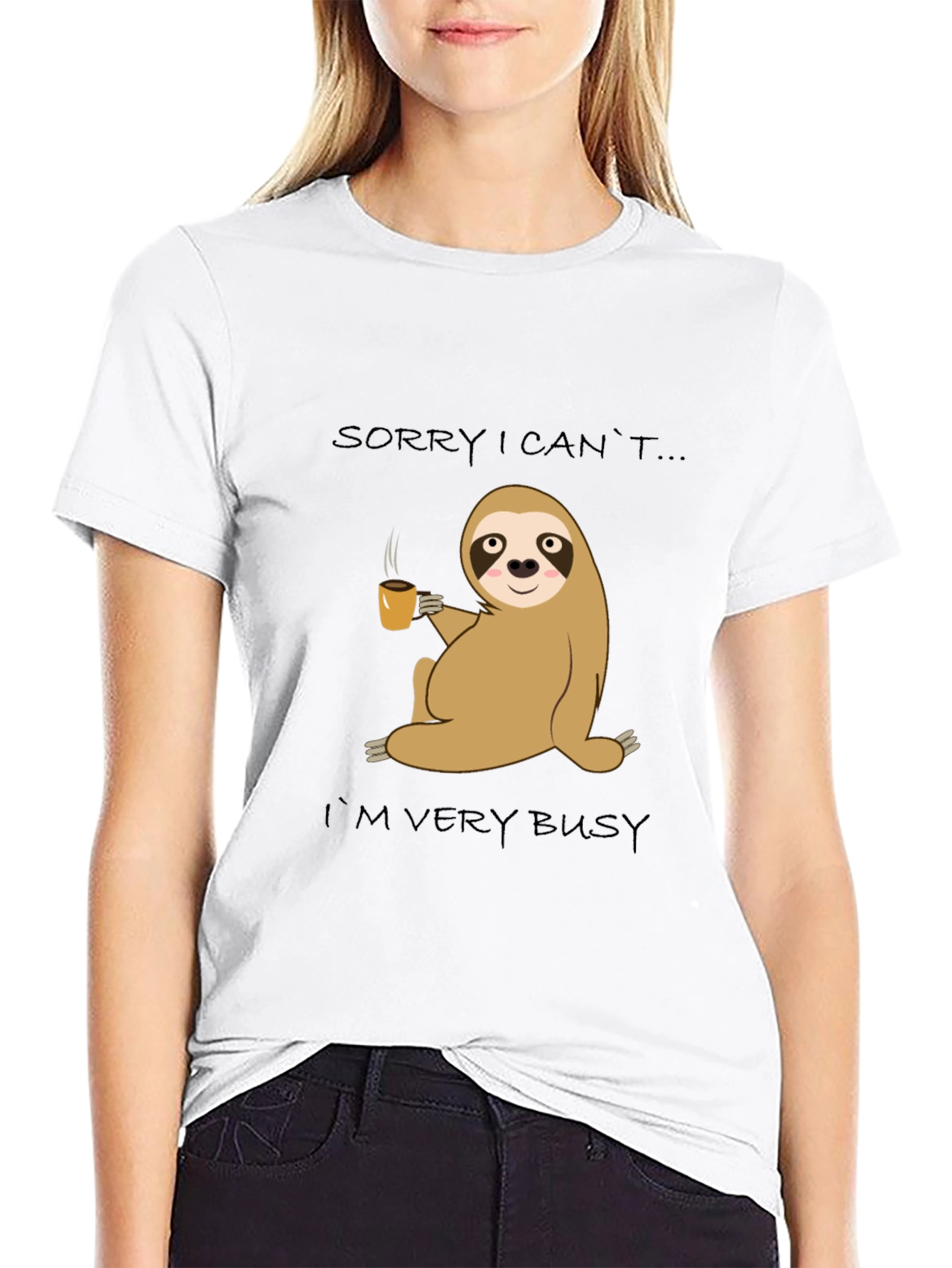 Busy Sloth Coffee T-Shirt - Relaxed & Comfy Style