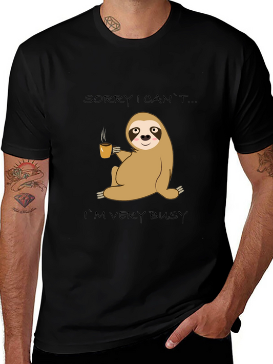 Busy Sloth Coffee T-Shirt - Relaxed & Comfy Style