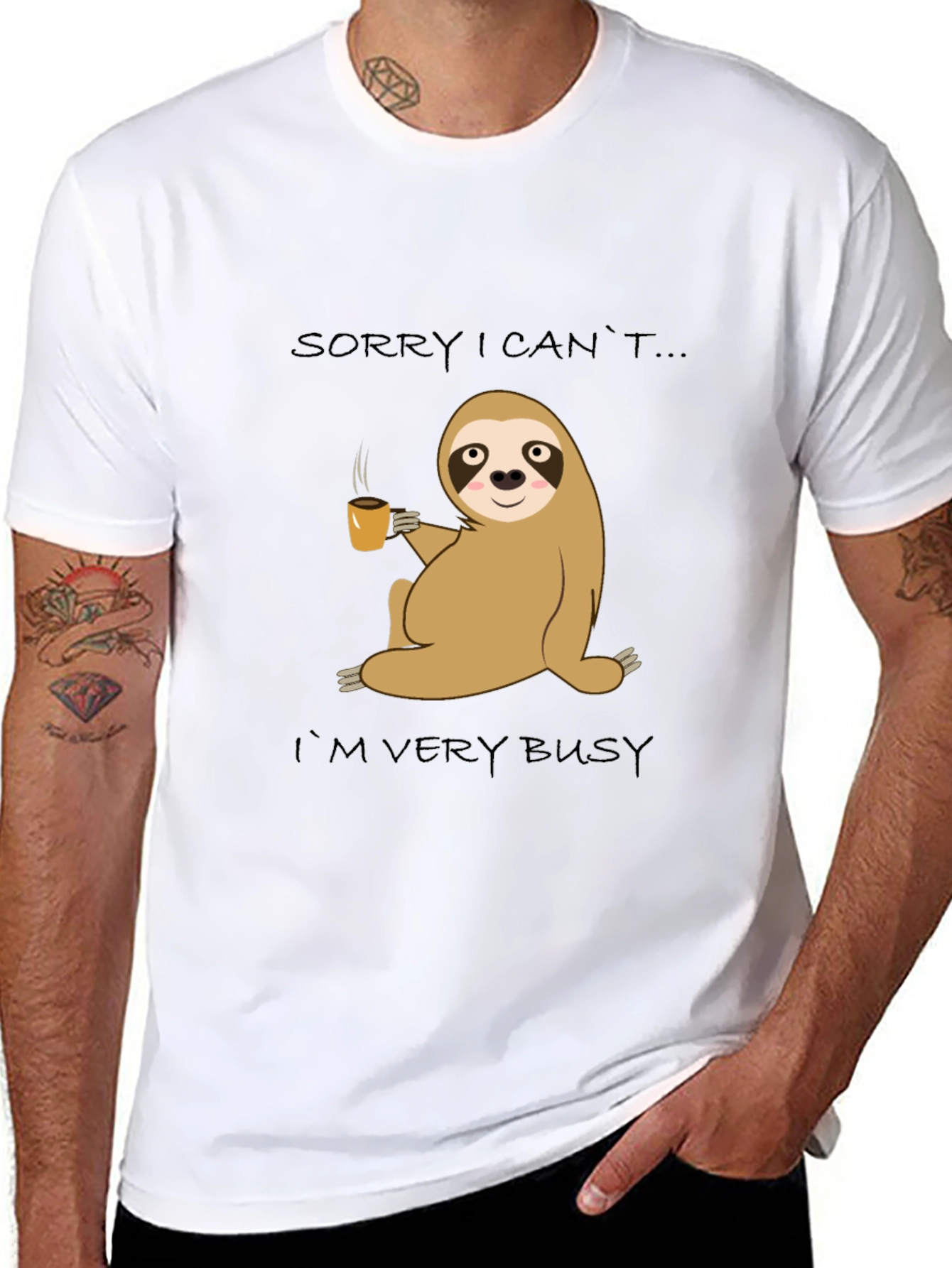 Busy Sloth Coffee T-Shirt - Relaxed & Comfy Style