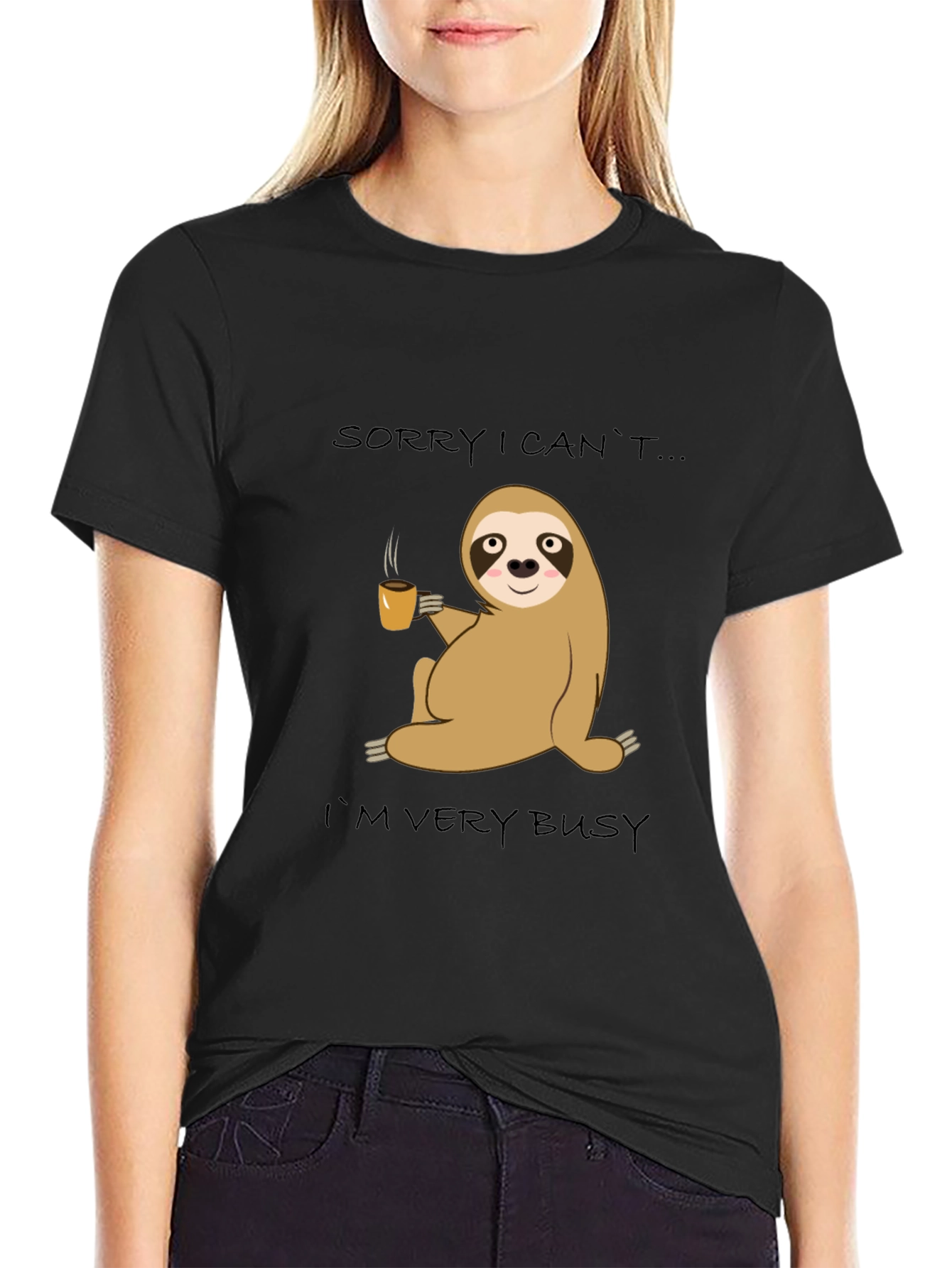 Busy Sloth Coffee T-Shirt - Relaxed & Comfy Style