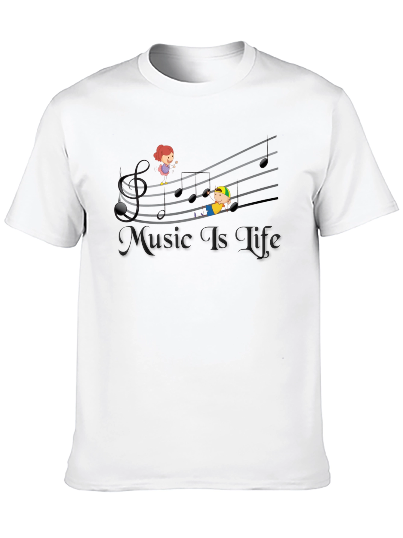 Music is Life Black Graphic T-Shirt