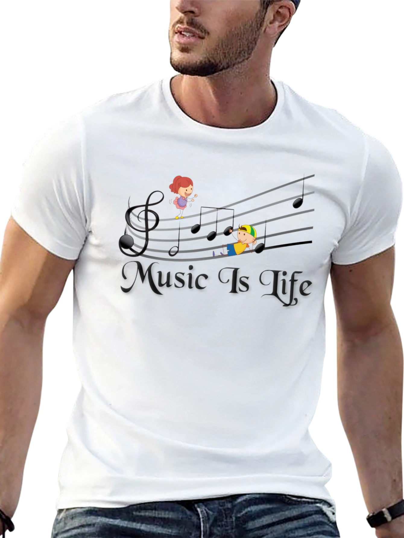 Music is Life Black Graphic T-Shirt