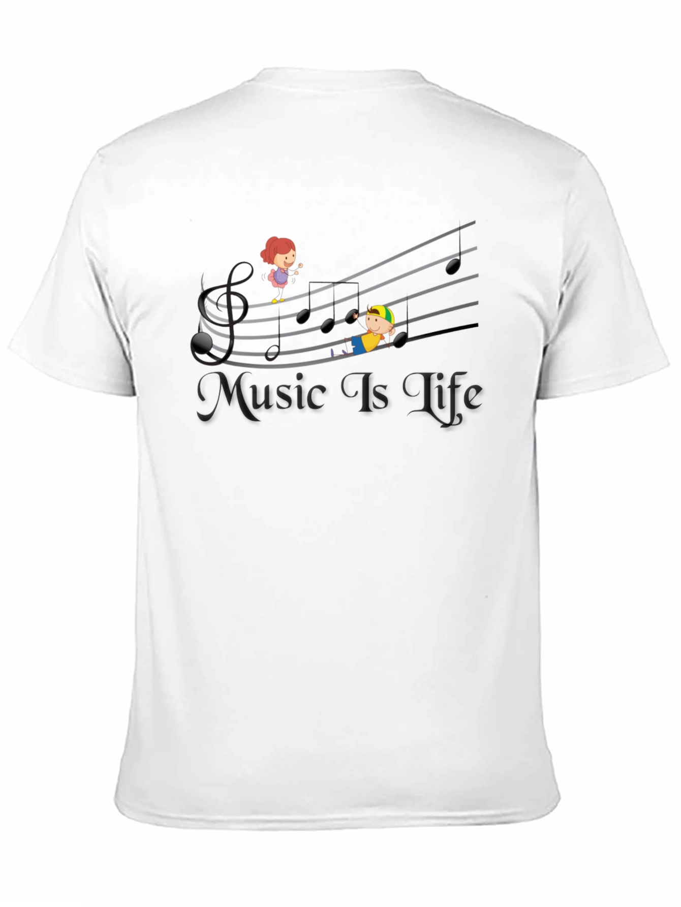 Music is Life Black Graphic T-Shirt