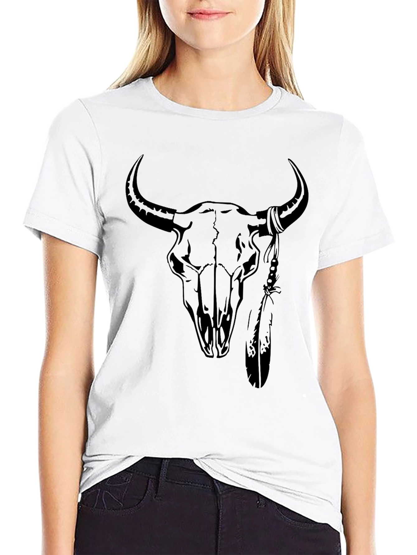Black Bull Skull Graphic Tee