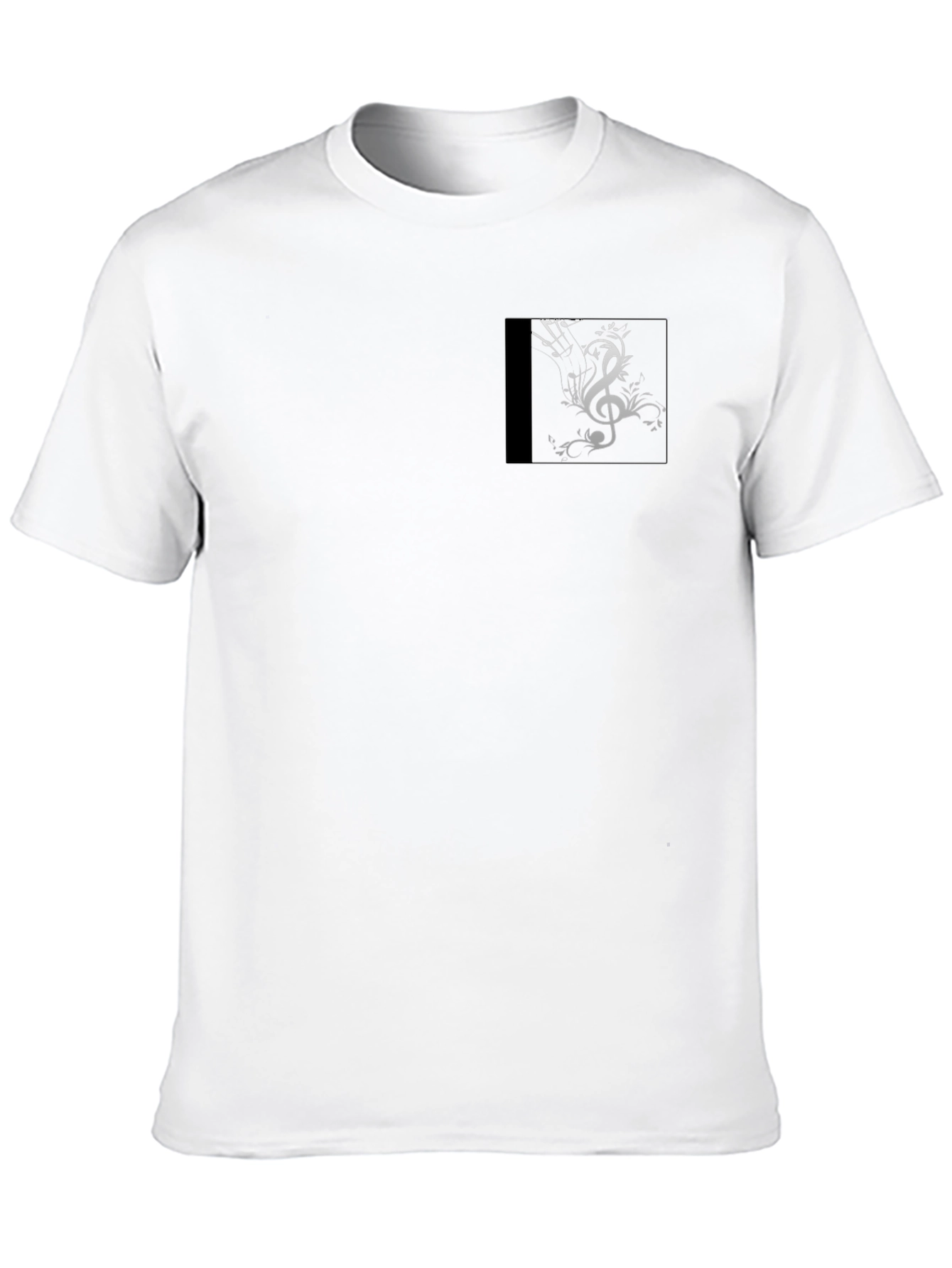 Mens Black Graphic T-Shirt with Music Clef Design