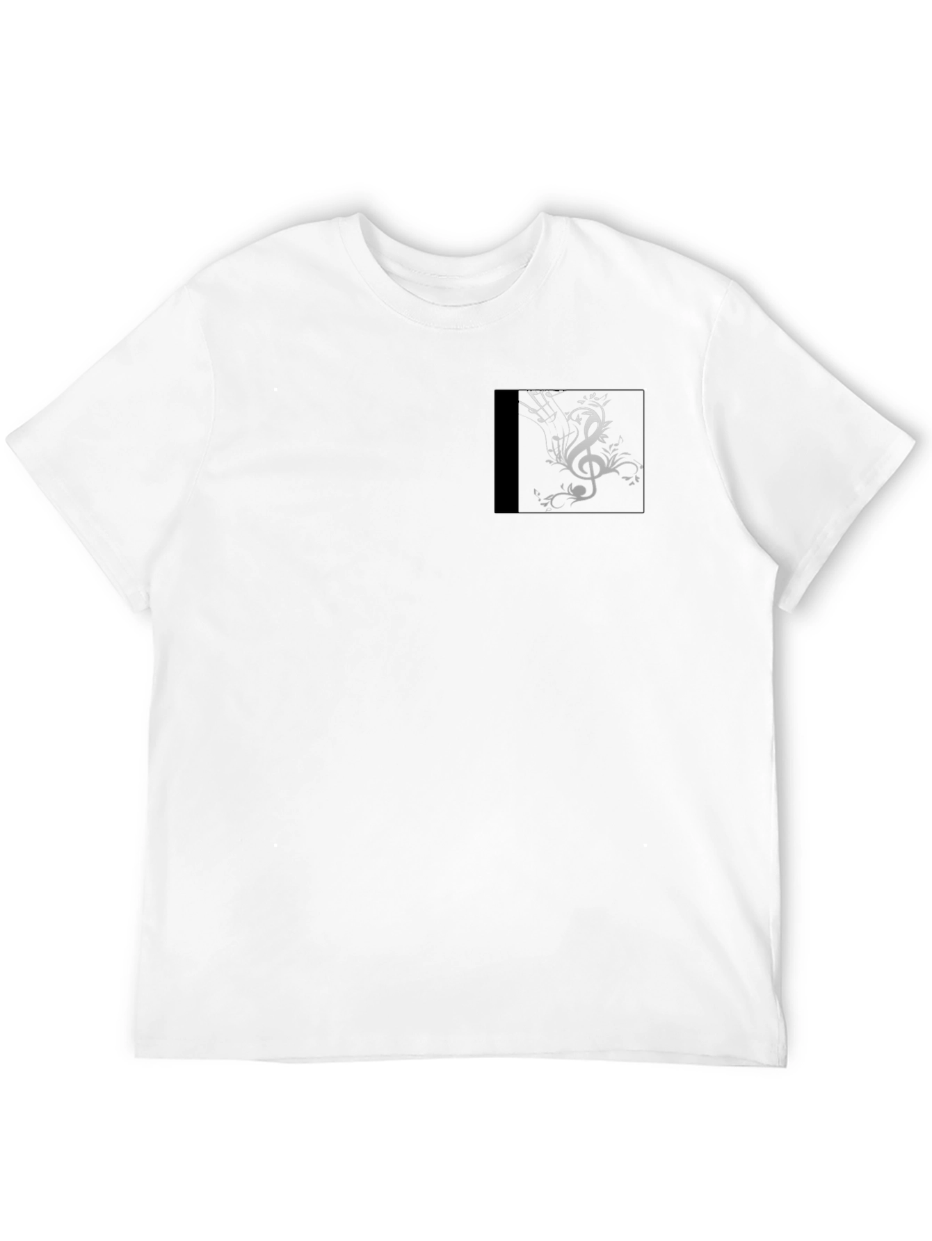 Mens Black Graphic T-Shirt with Music Clef Design