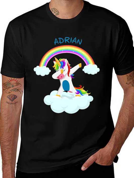 Dabbing Unicorn Rainbow T-Shirt - Custom Name