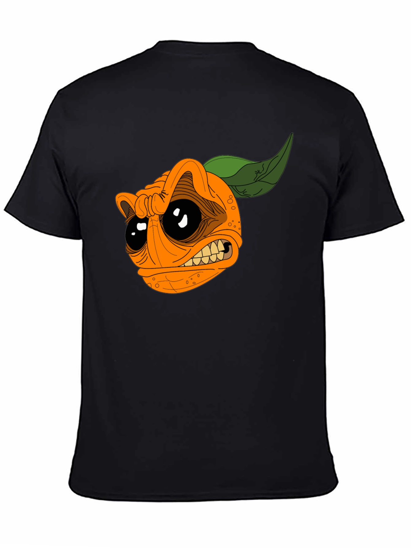 Cartoon Orange Graphic Black T-Shirt