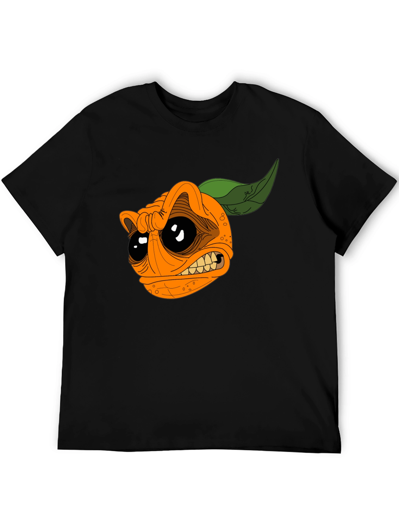 Cartoon Orange Graphic Black T-Shirt