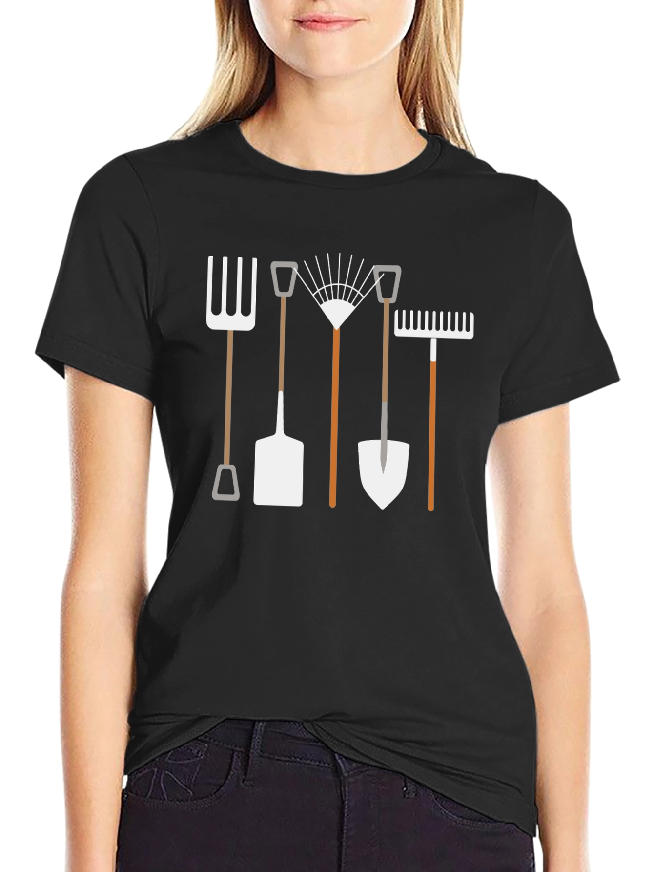 Gardening Tools Graphic T-Shirt - Black