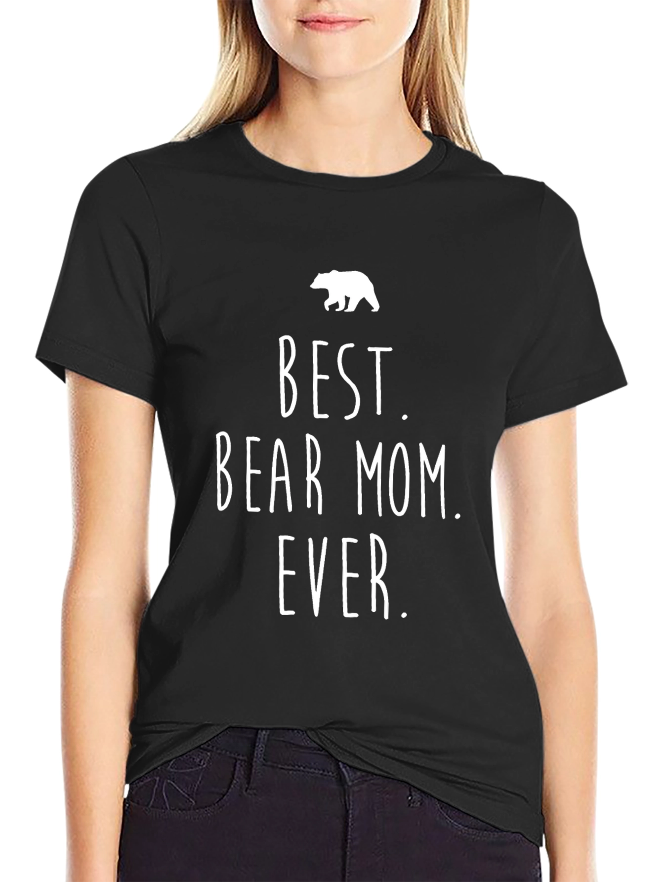 Best Bear Mom Ever Graphic Tee - Black