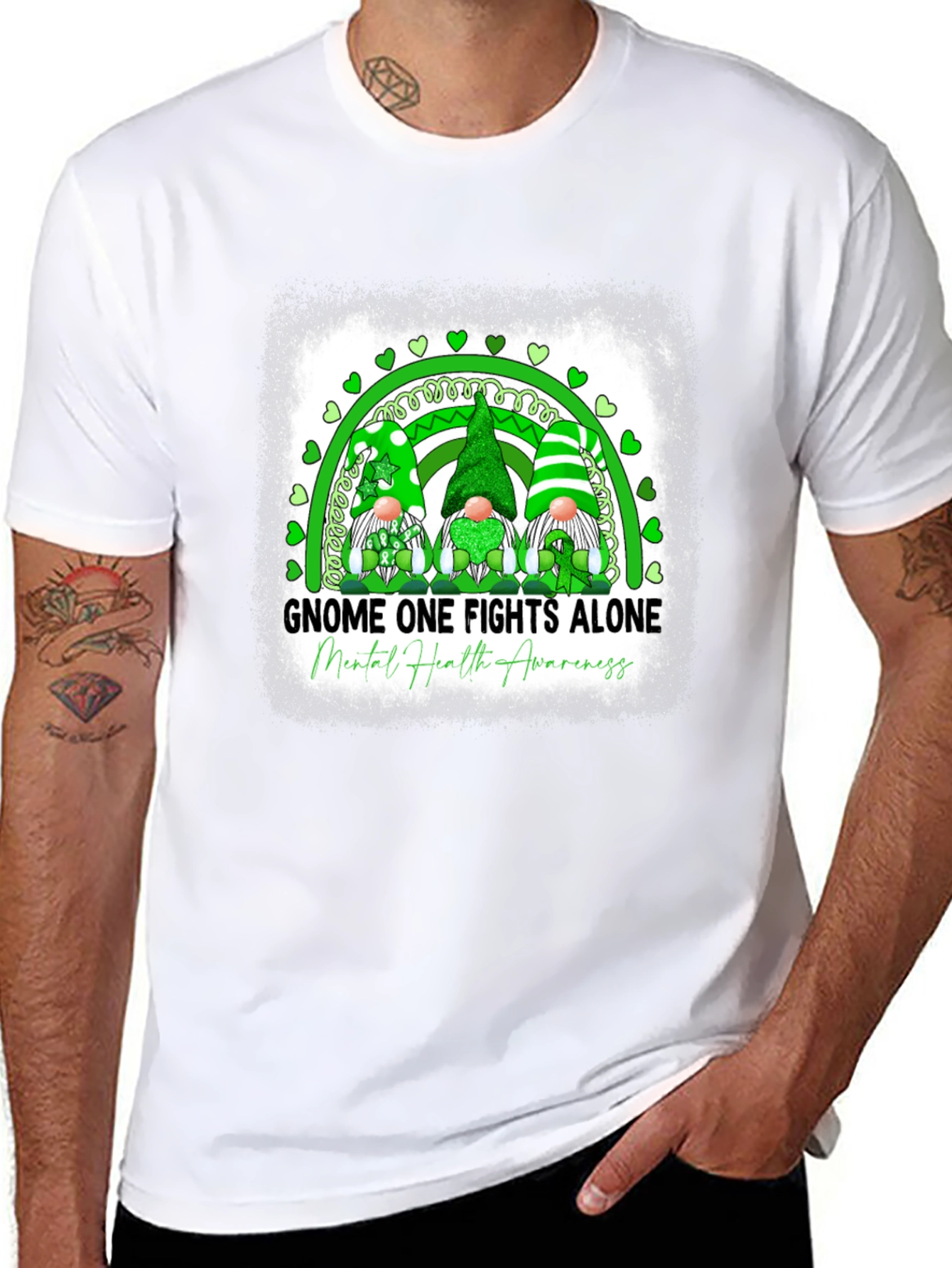 Gnome One Fights Alone Mental Health Awareness T-Shirt