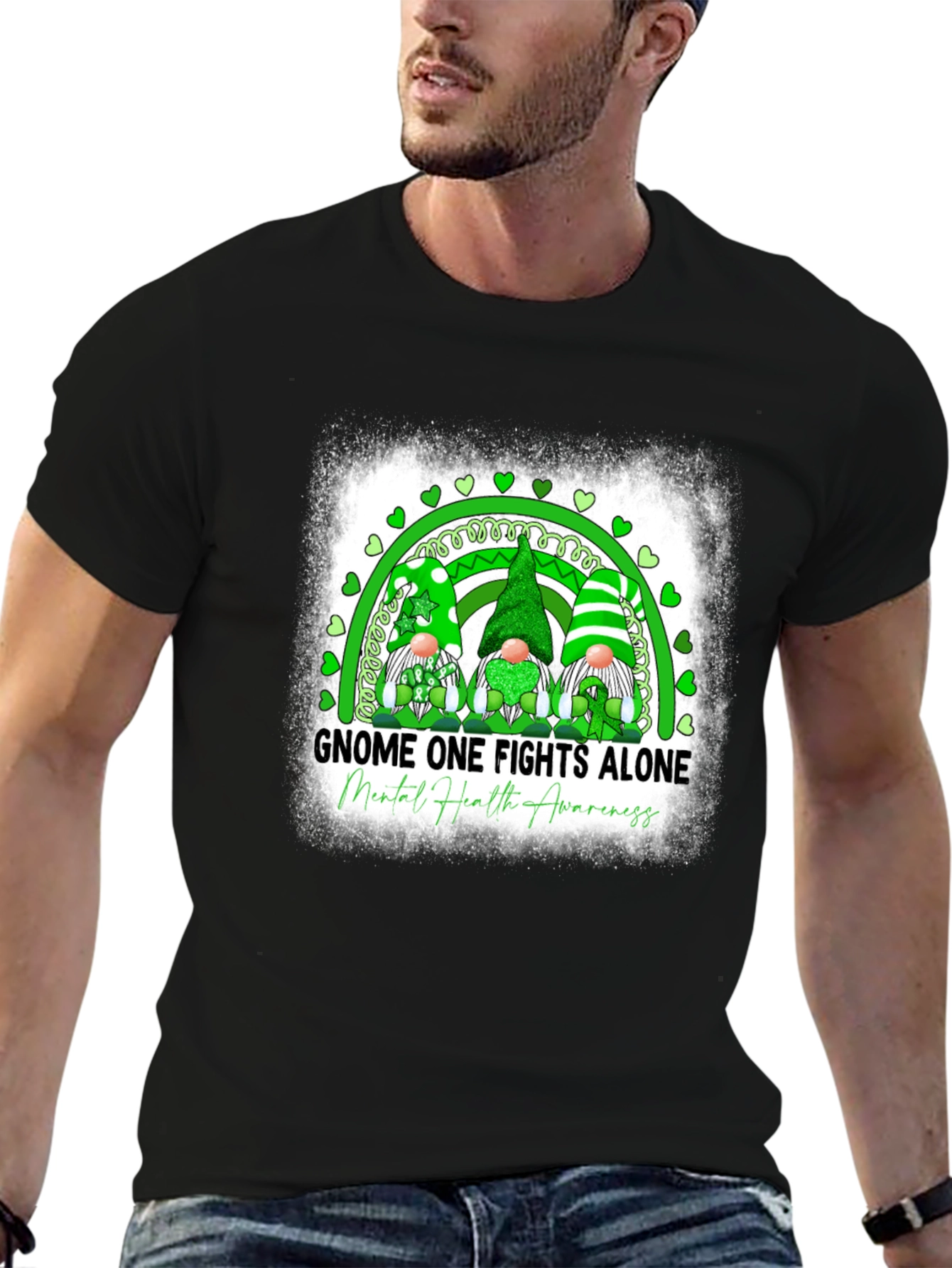 Gnome One Fights Alone Mental Health Awareness T-Shirt