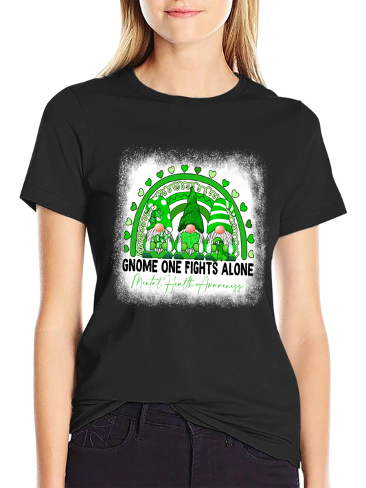 Gnome One Fights Alone Mental Health Awareness T-Shirt