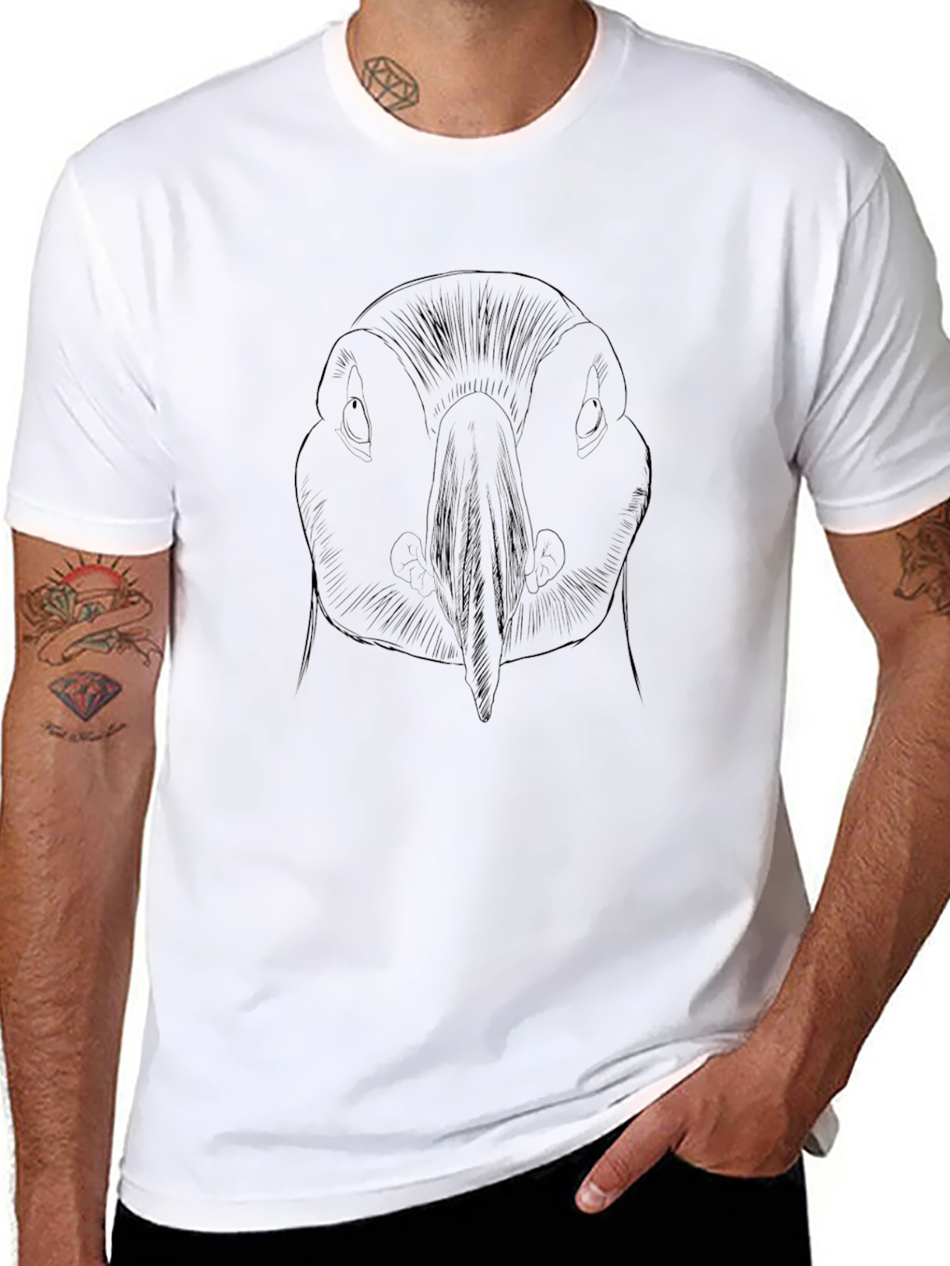 Puffin Sketch Graphic T-Shirt - Black
