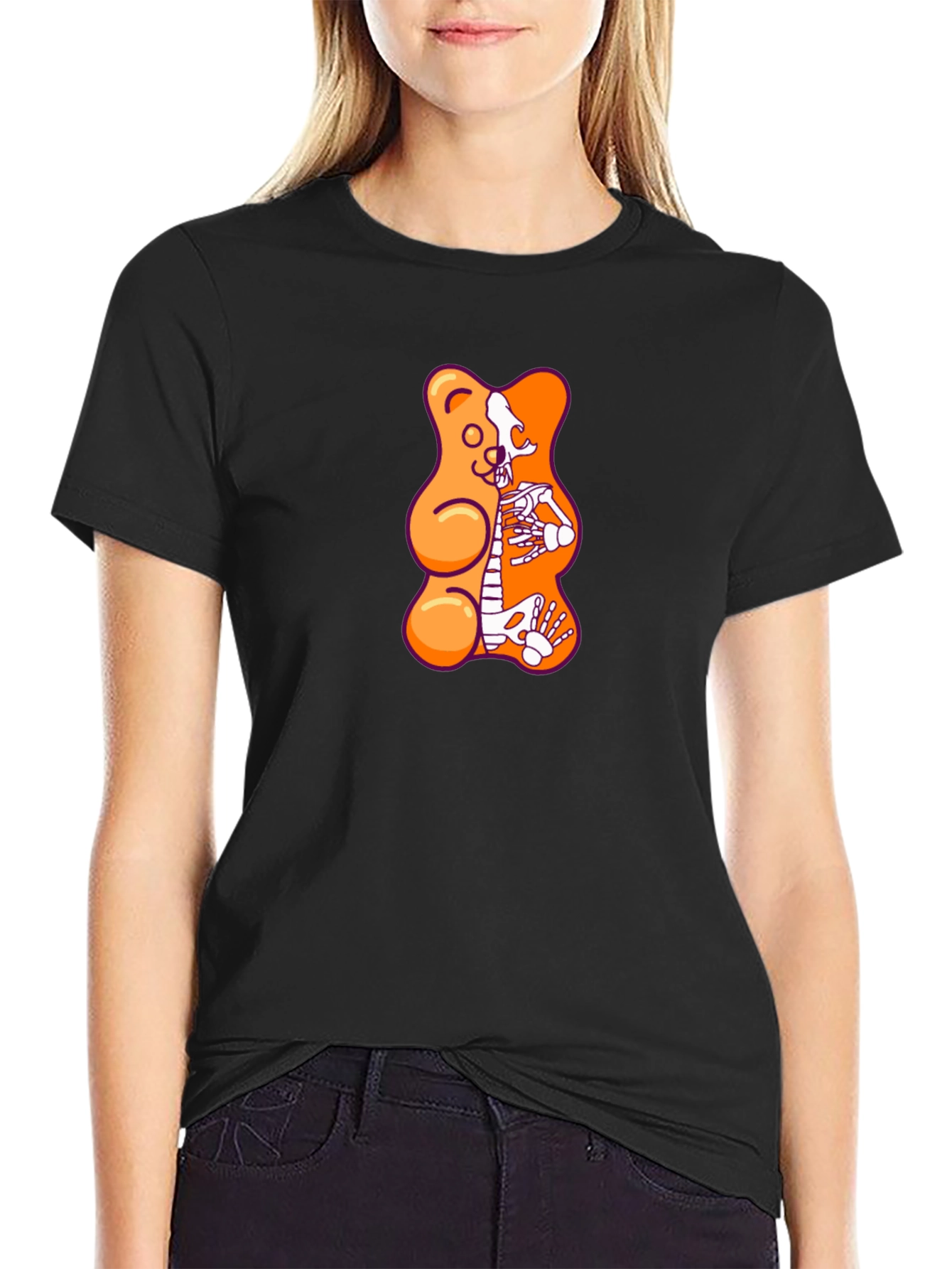 Gummy Bear Skeleton Graphic T-Shirt - Black