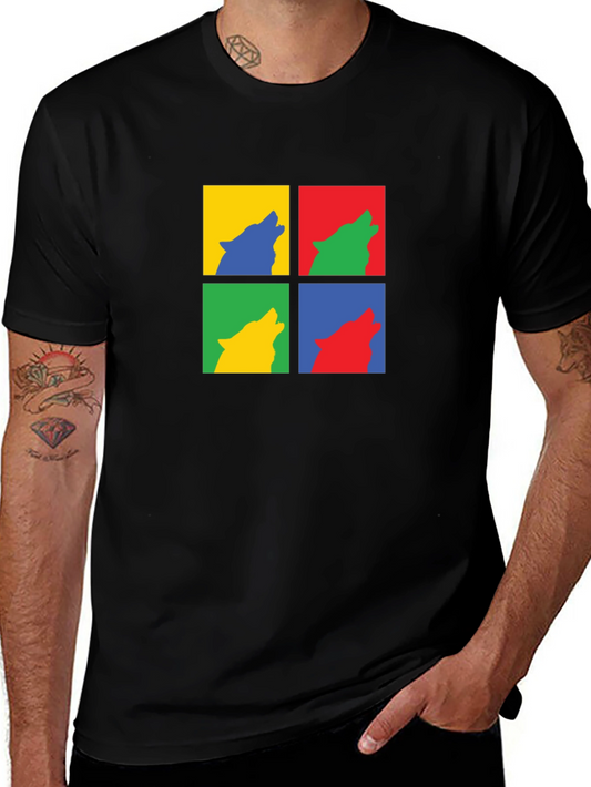 Wolf Pop Art Black T-Shirt - Modern Graphic Tee