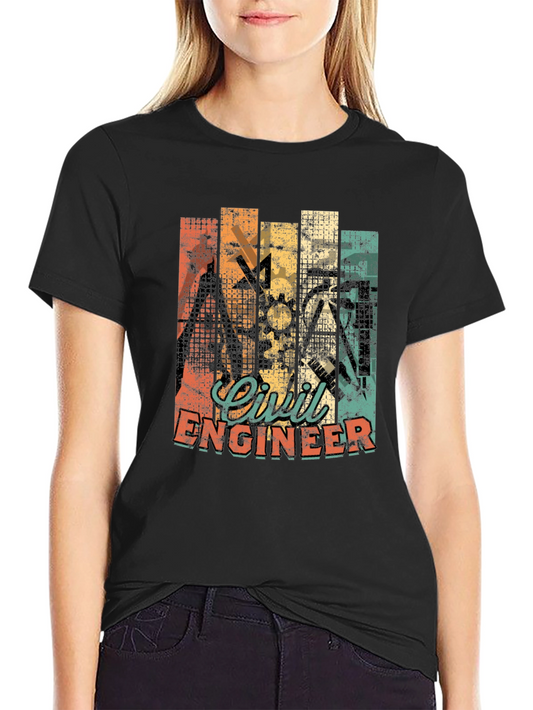 Civil Engineer Retro T-Shirt | Construction Design Tee