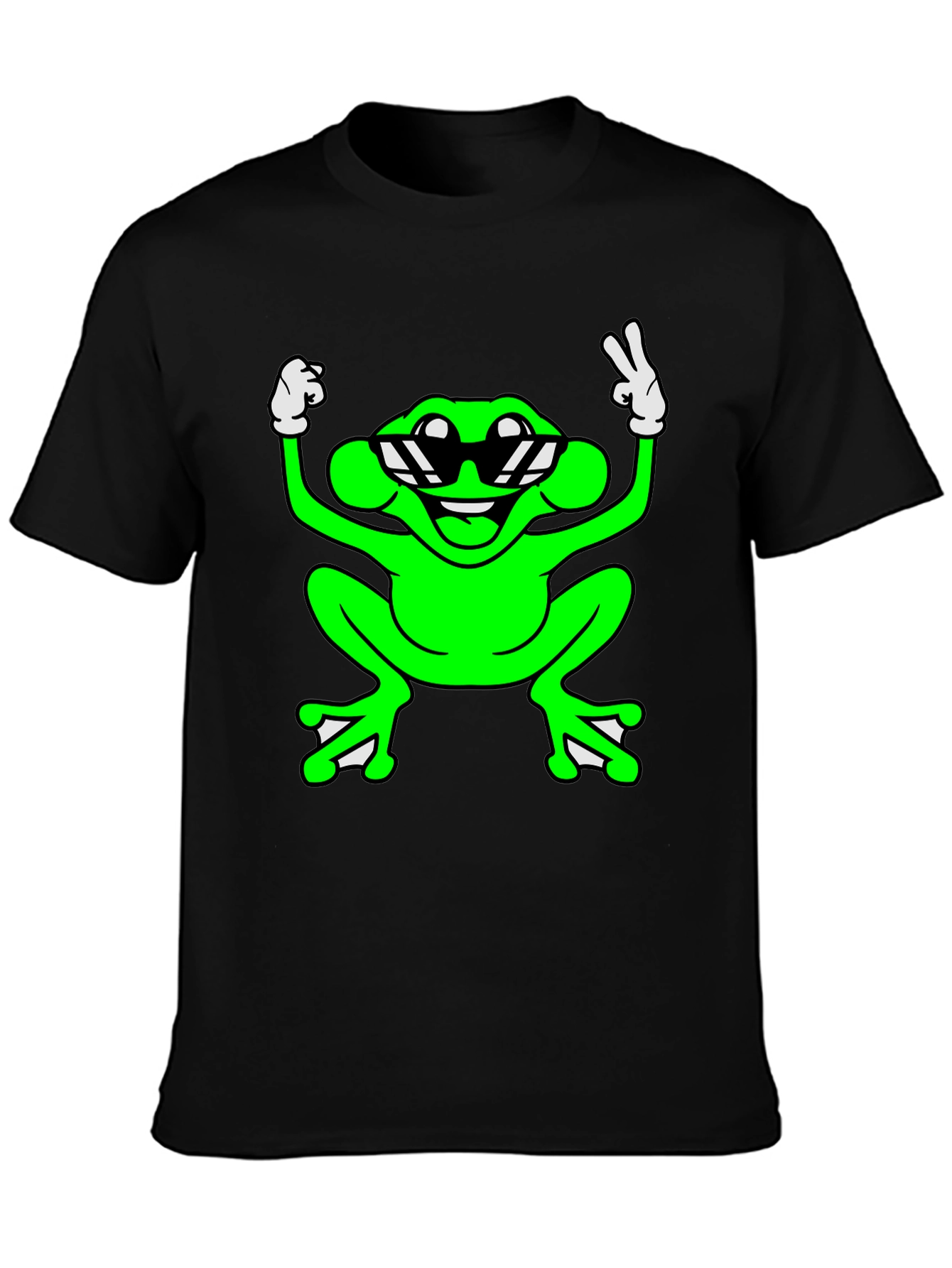 Cool Frog Graphic Tee - Black Cotton T-Shirt