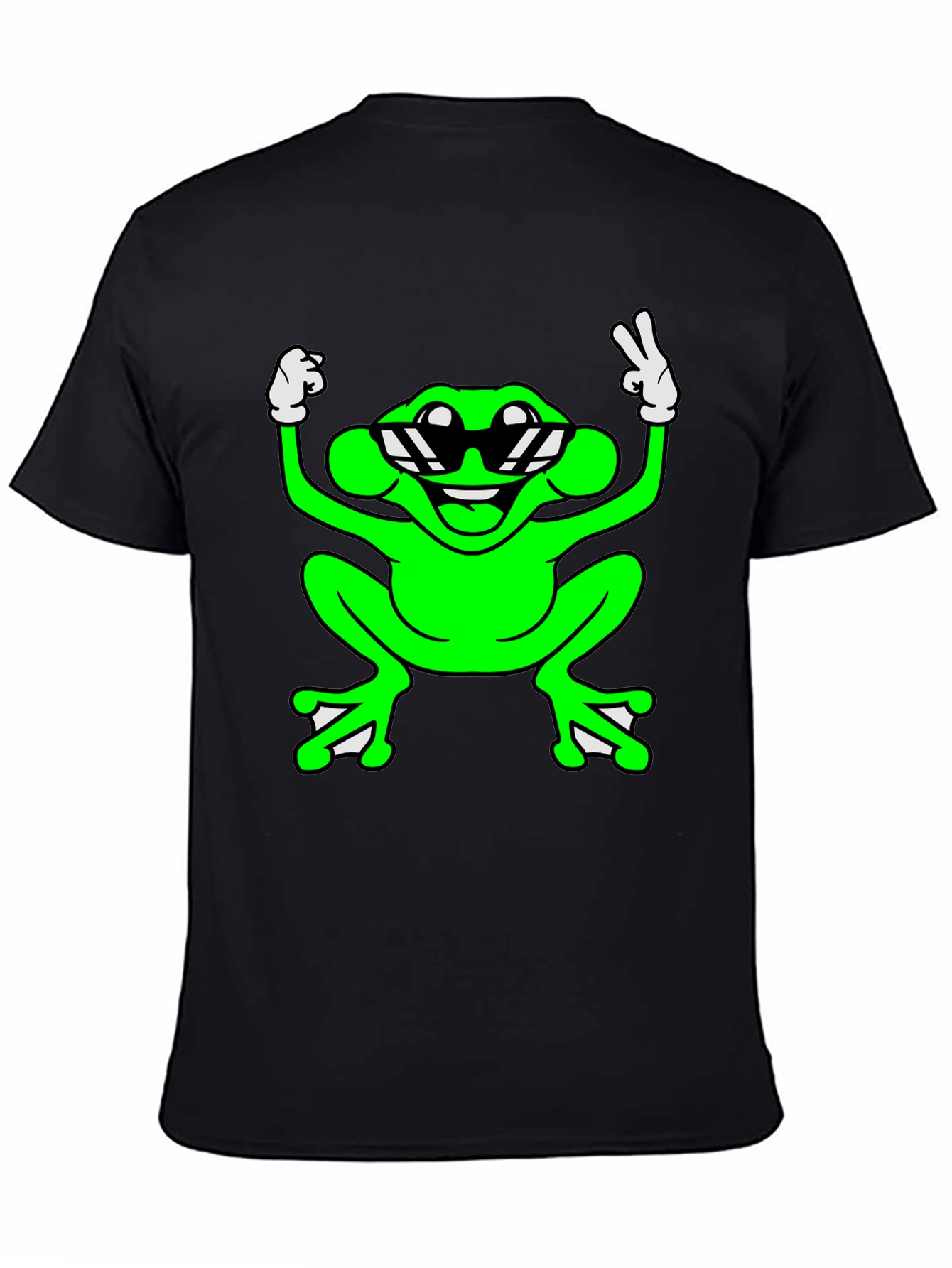 Cool Frog Graphic Tee - Black Cotton T-Shirt