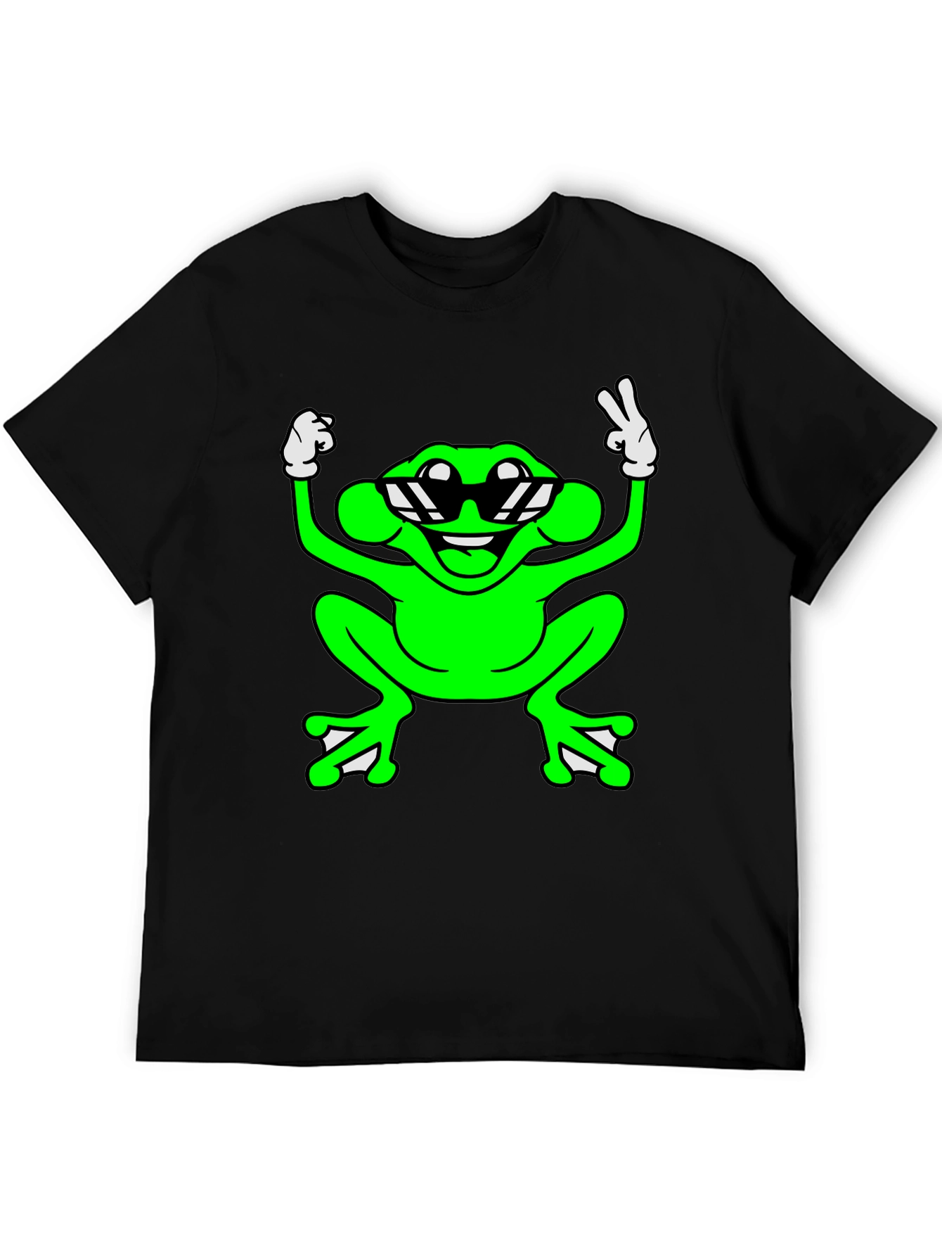 Cool Frog Graphic Tee - Black Cotton T-Shirt