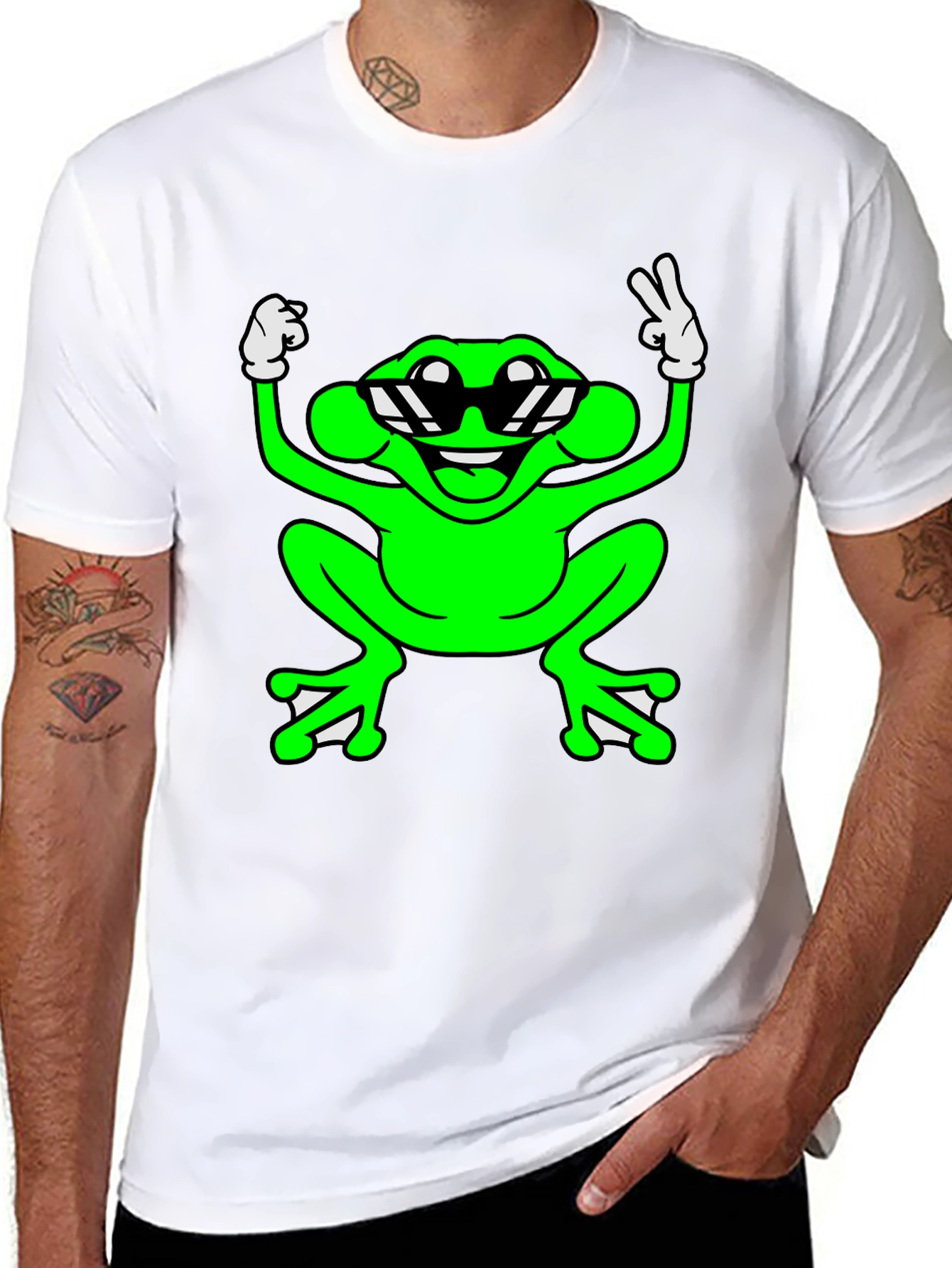 Cool Frog Graphic Tee - Black Cotton T-Shirt