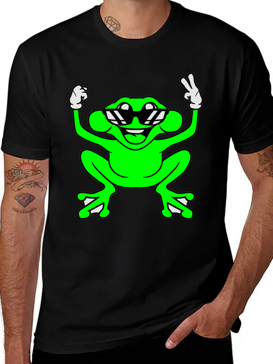 Cool Frog Graphic Tee - Black Cotton T-Shirt