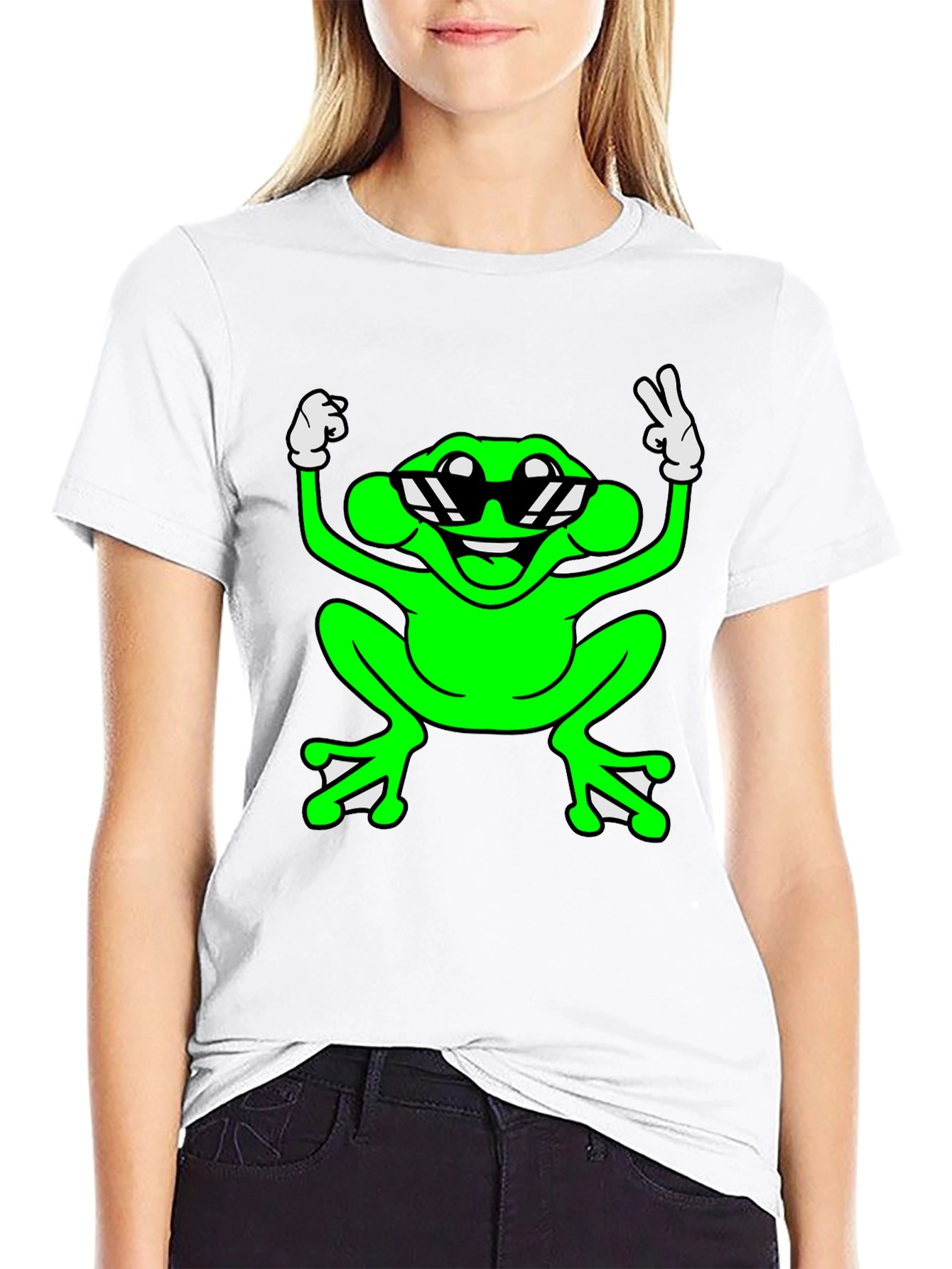 Cool Frog Graphic Tee - Black Cotton T-Shirt