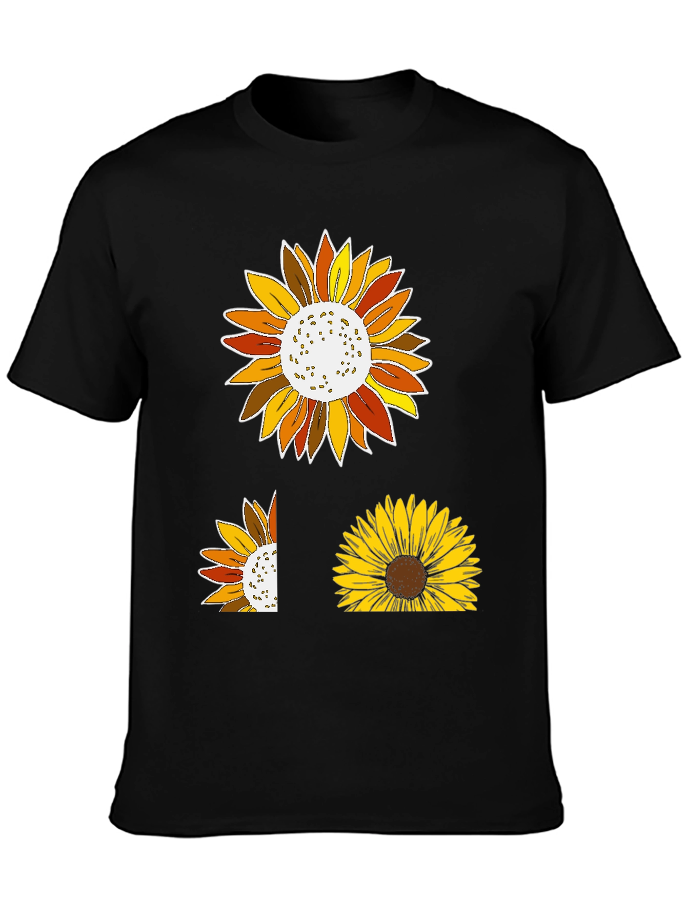 Sunflower Graphic Print Black T-Shirt