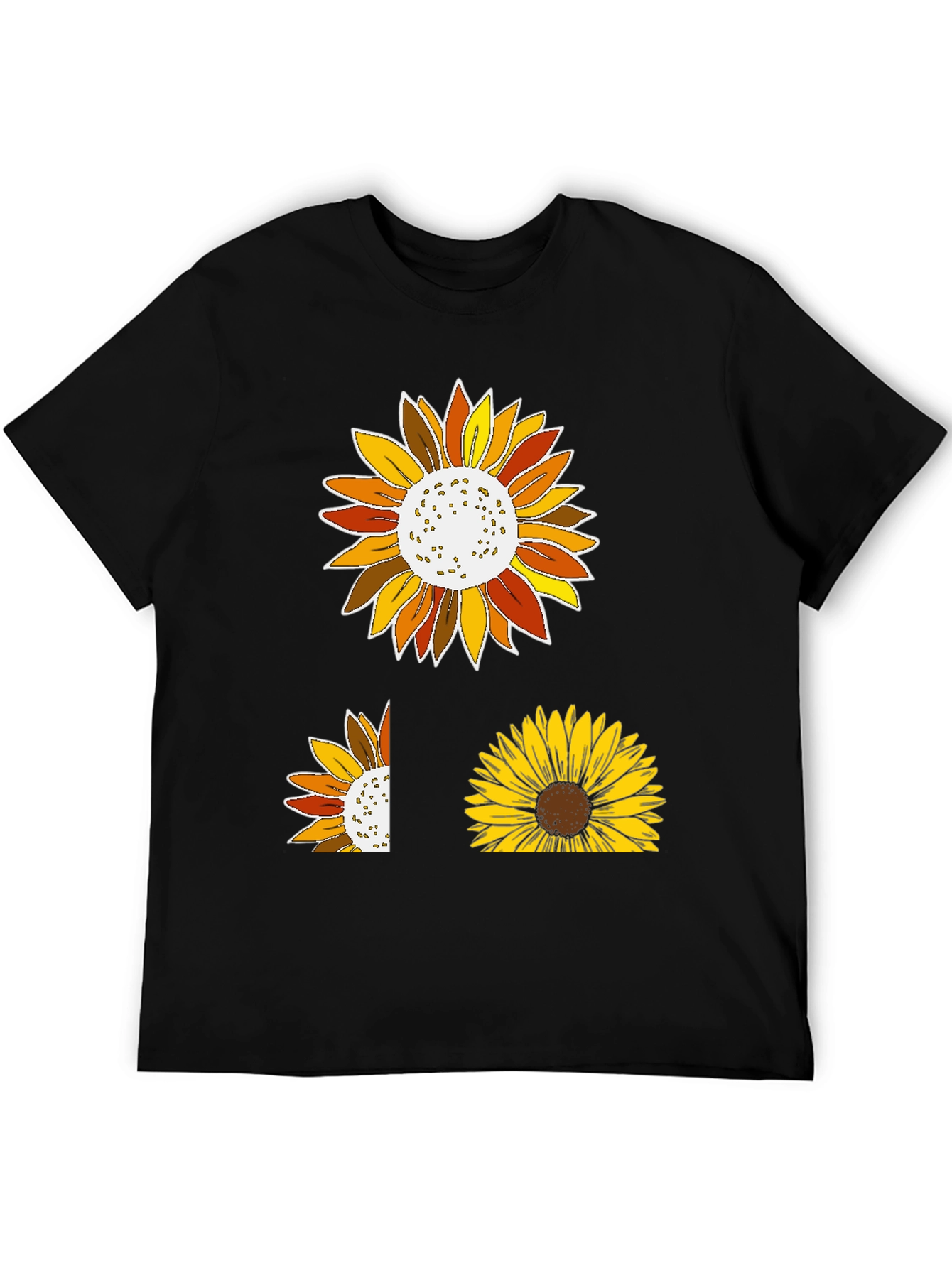 Sunflower Graphic Print Black T-Shirt