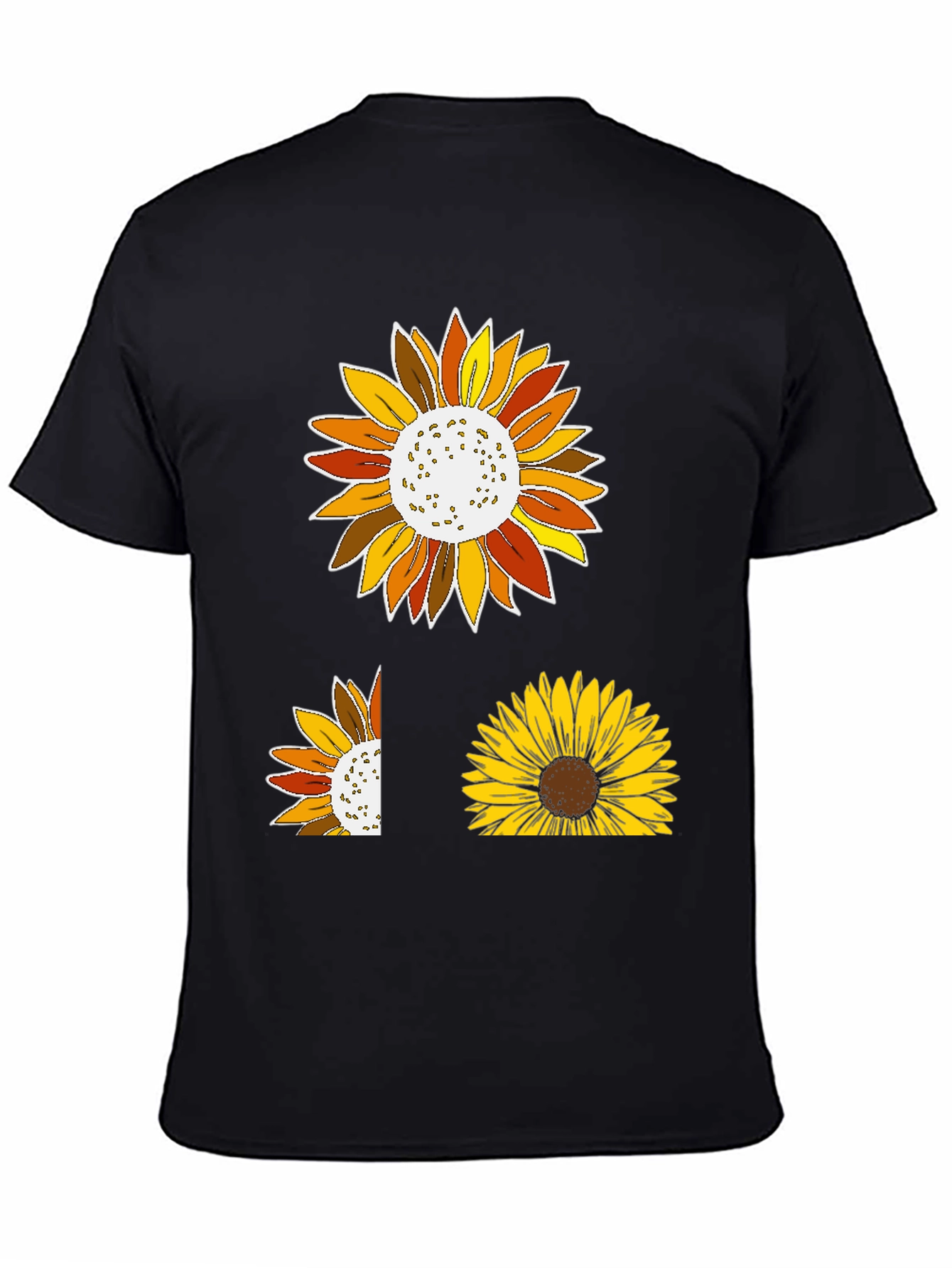 Sunflower Graphic Print Black T-Shirt