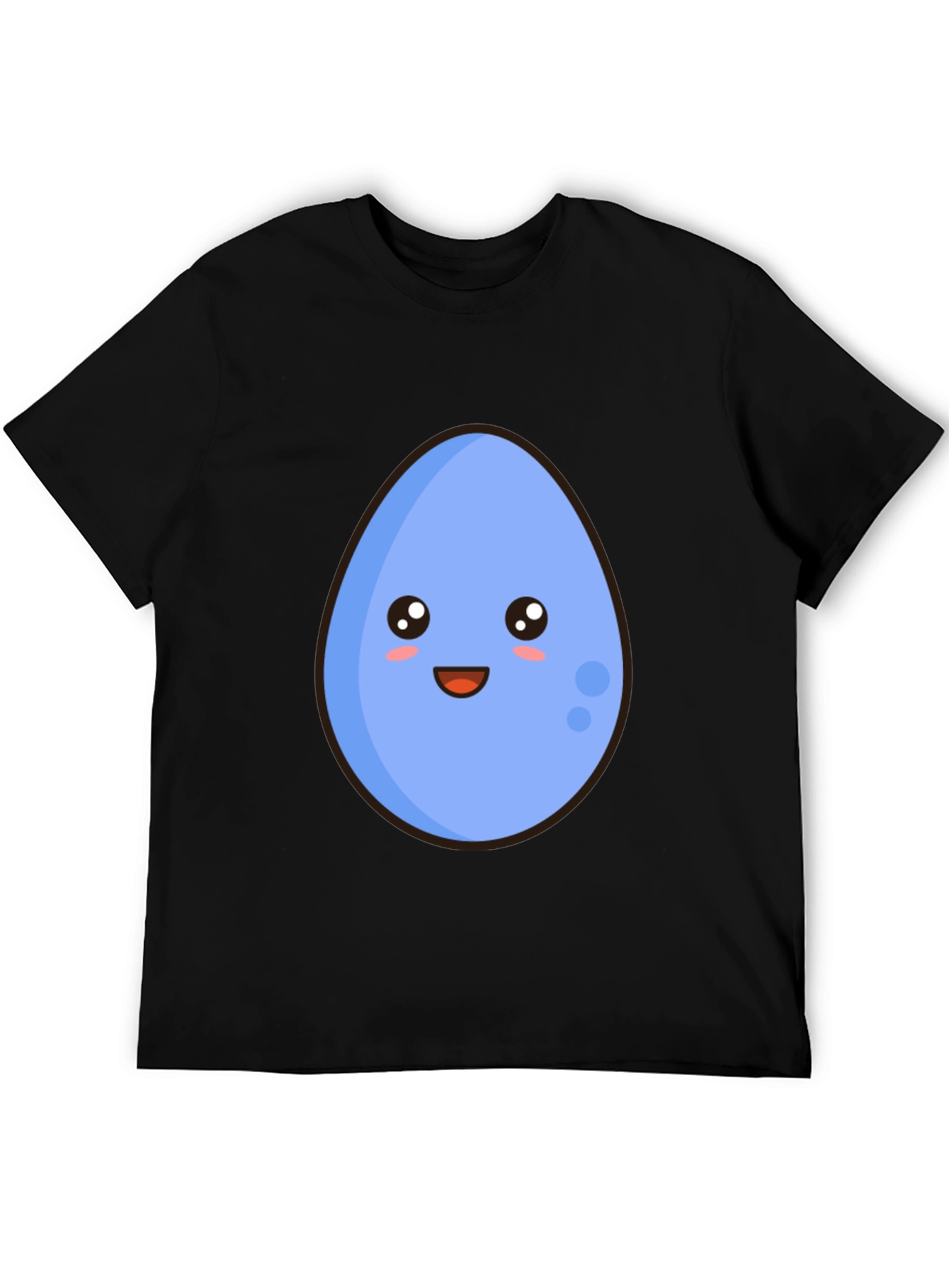 Cute Egg Cartoon Graphic T-Shirt - Black