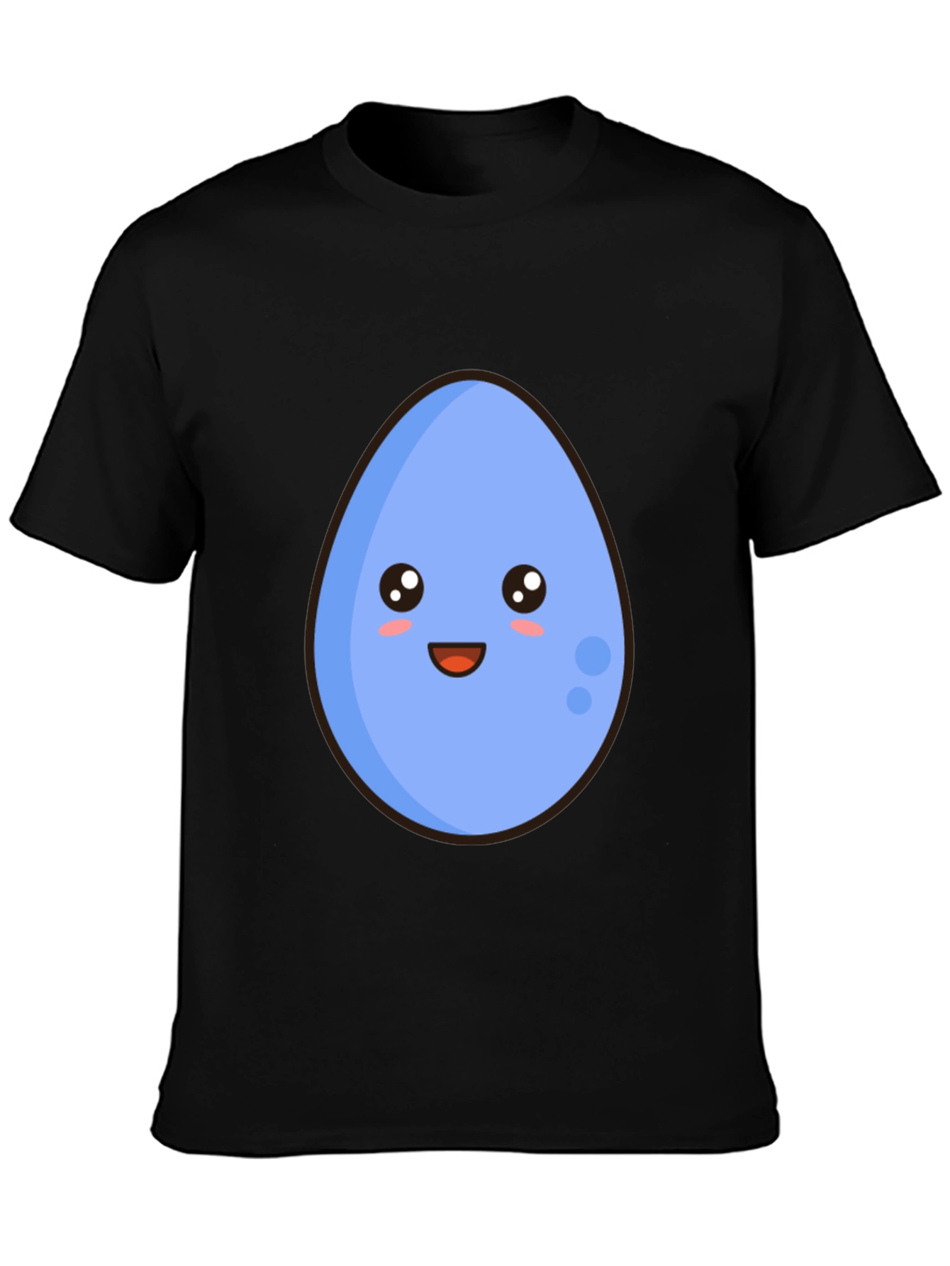 Cute Egg Cartoon Graphic T-Shirt - Black