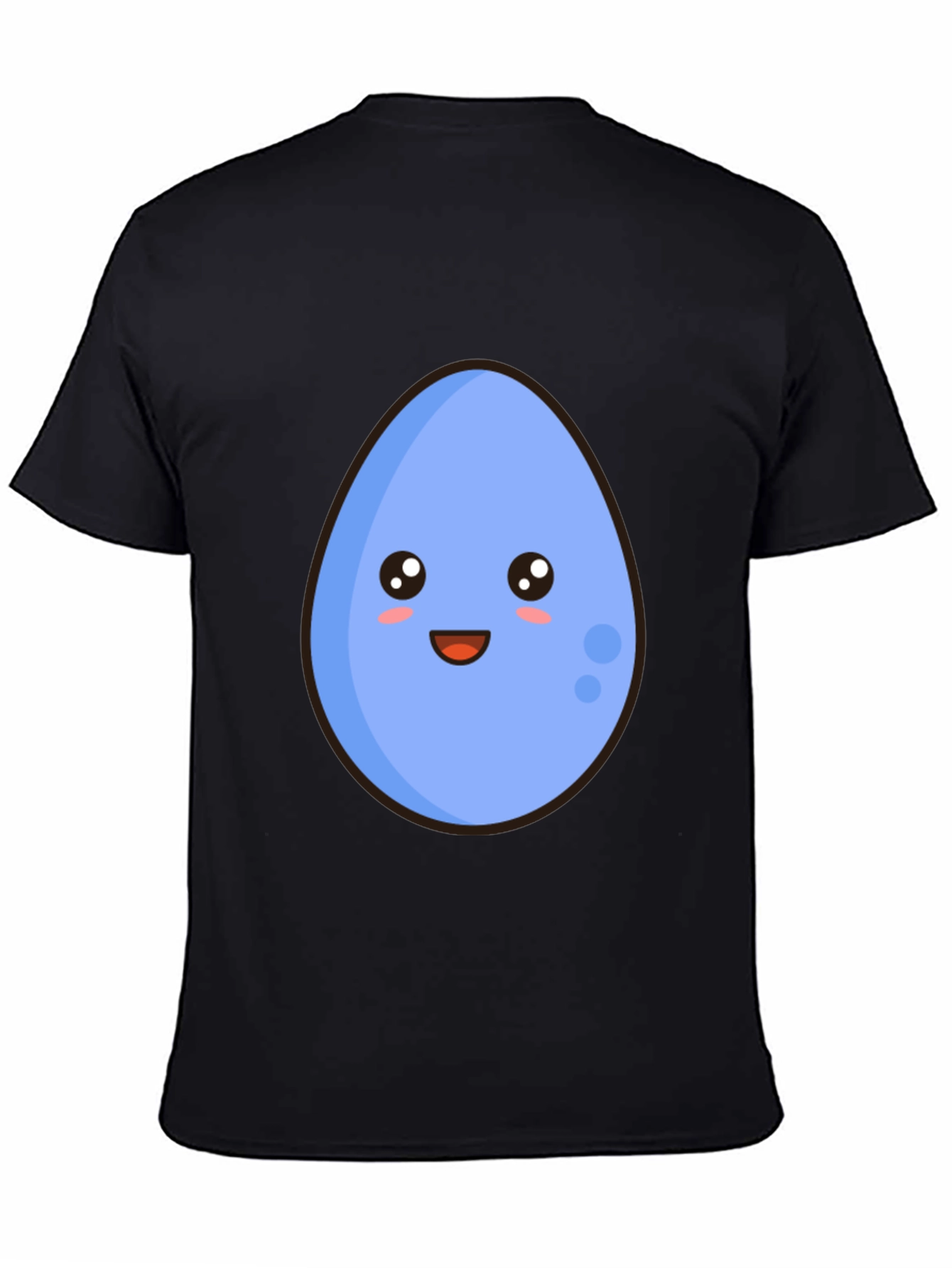 Cute Egg Cartoon Graphic T-Shirt - Black