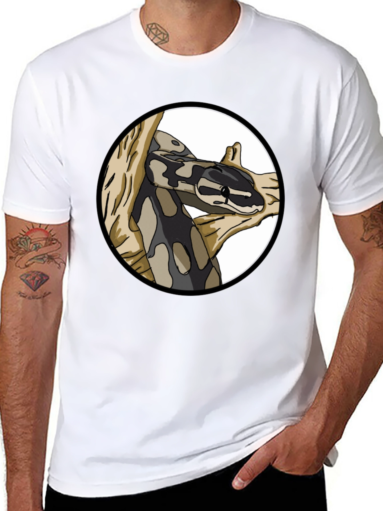 Snake Graphic Print Crew Neck T-Shirt