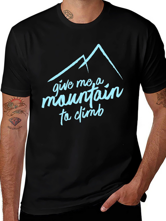 Mountain Climb Graphic Tee - Black Cotton Shirt