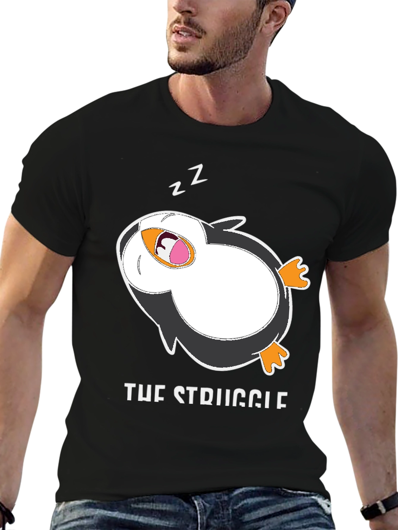 Funny Penguin T-Shirt: The Struggle is Real