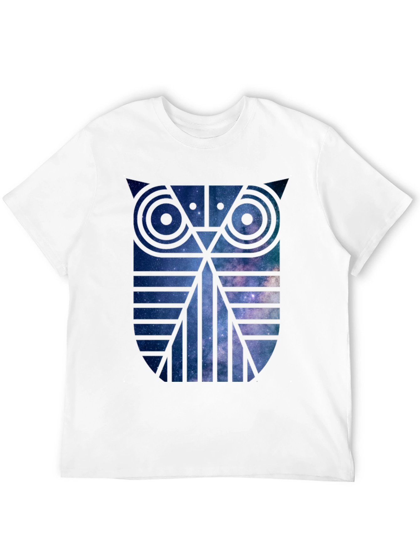 Galaxy Owl Graphic Print Crew Neck T-Shirt