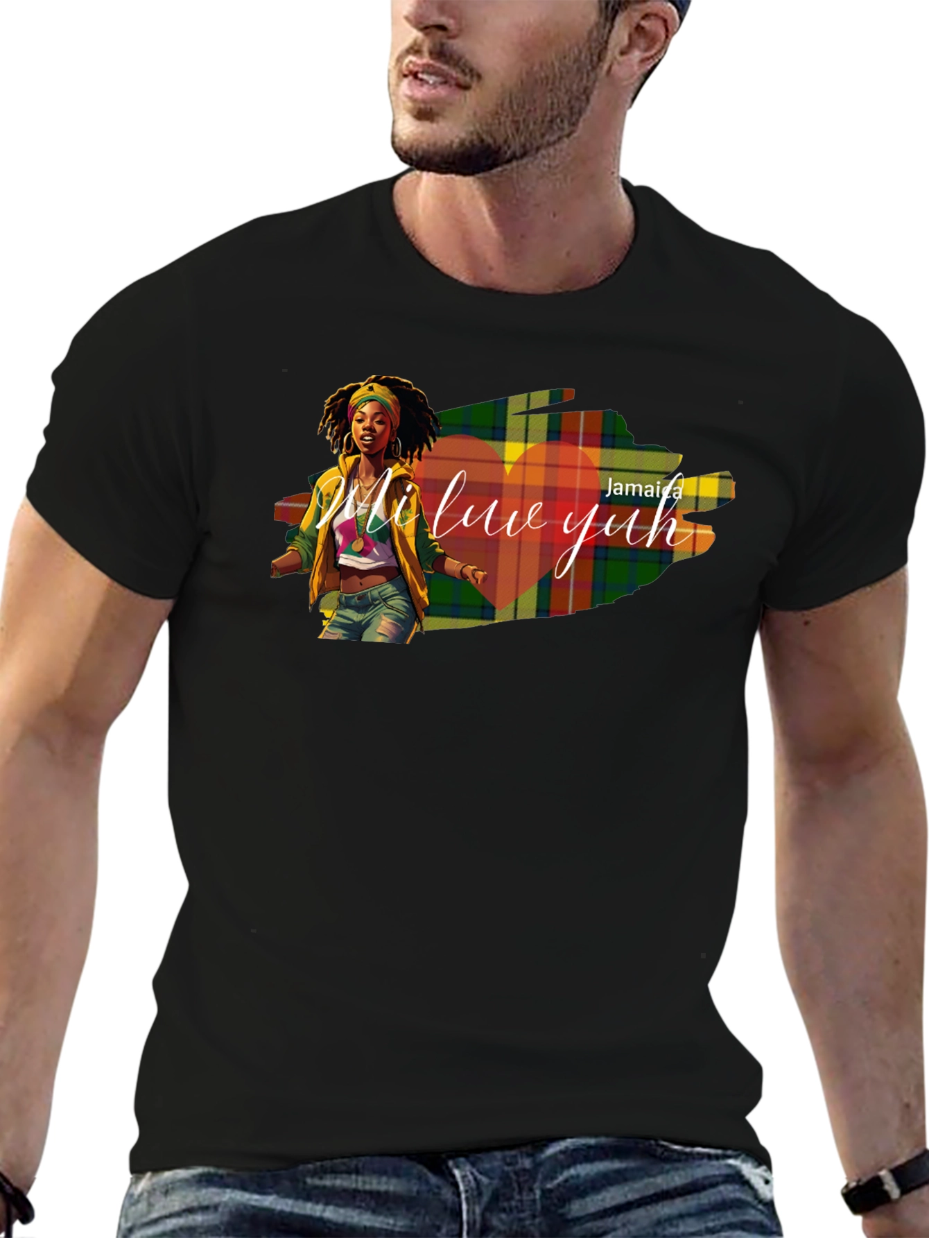 Jamaica Mi Luv Yuh Graphic T-Shirt - Black